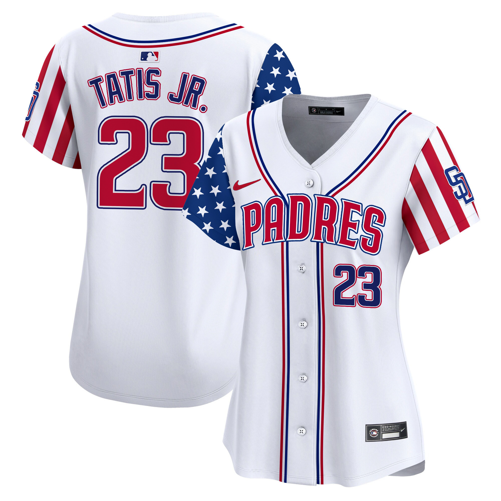 Women's Fernando Tatis Jr. San Diego Padres 2024 Independence Day Vapor Premier Limited White Jersey - All Stitched