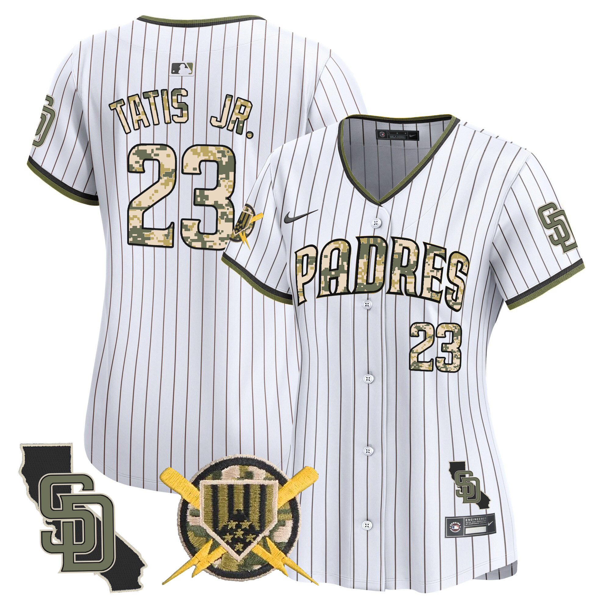 Women's Fernando Tatis Jr. San Diego Padres Armed Forces Day Vapor Premier Limited Pinstripe Jersey - All Stitched