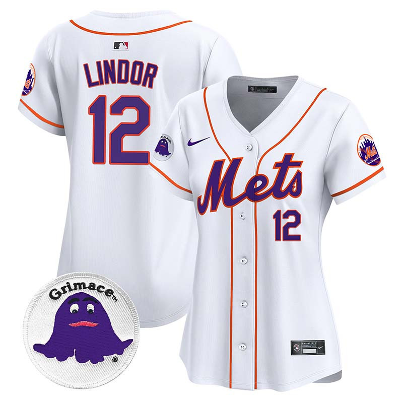 Women's Francisco Lindor New York Mets Grimace Vapor Premier Limited White Jersey - All Stitched