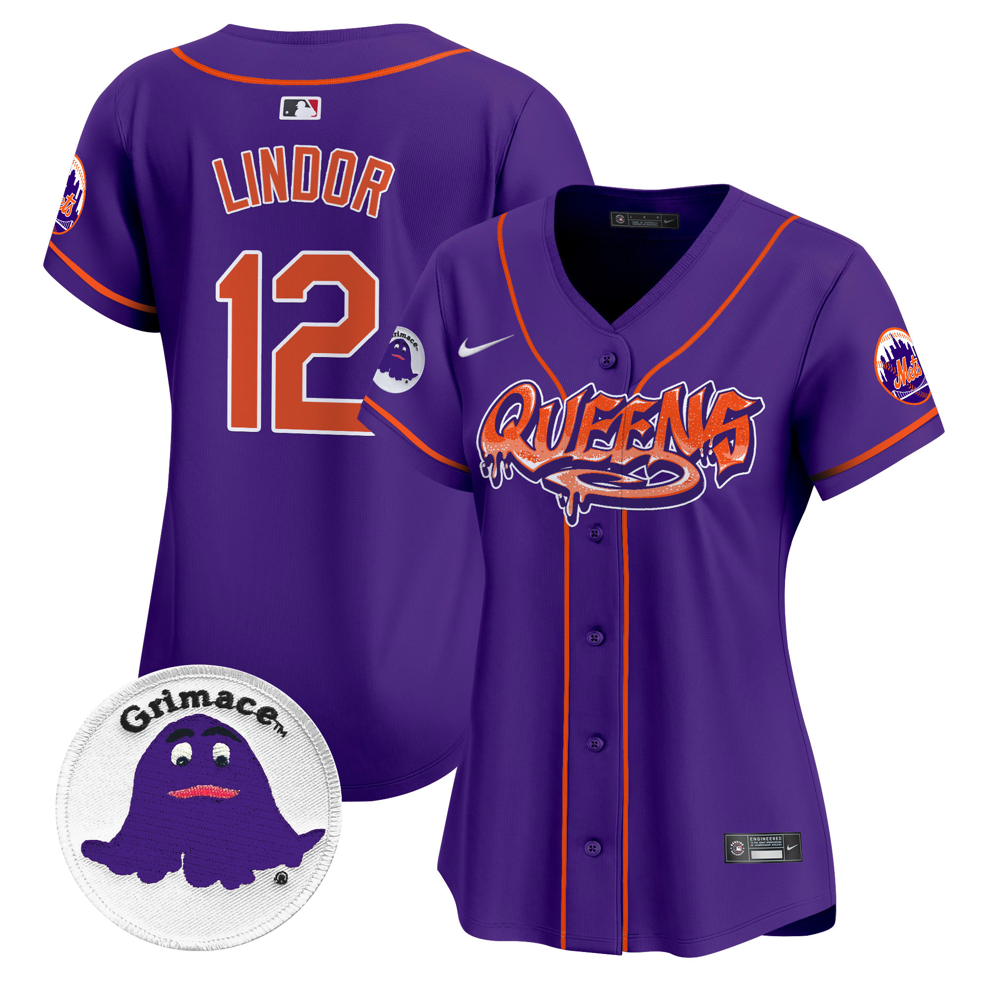 Women's Francisco Lindor New York Mets Queens Graffiti Vapor Premier Limited Purple Jersey - All Stitched