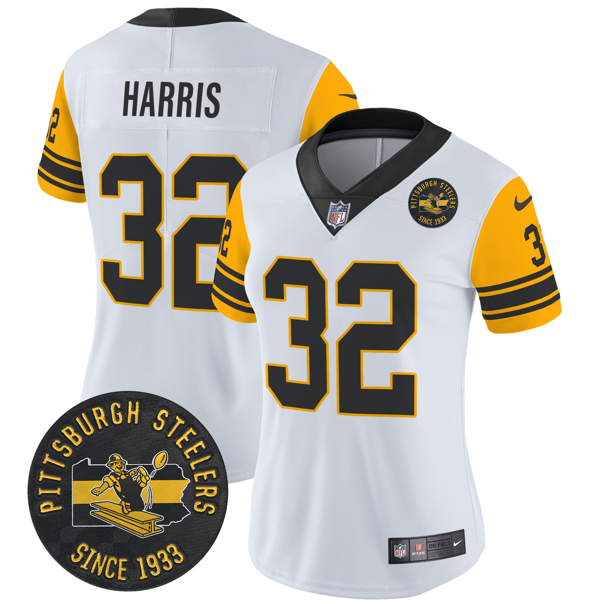 Women's Franco Harris Pittsburgh Steelers Throwback 1962 Vapor Limited White Jersey - All Stitched