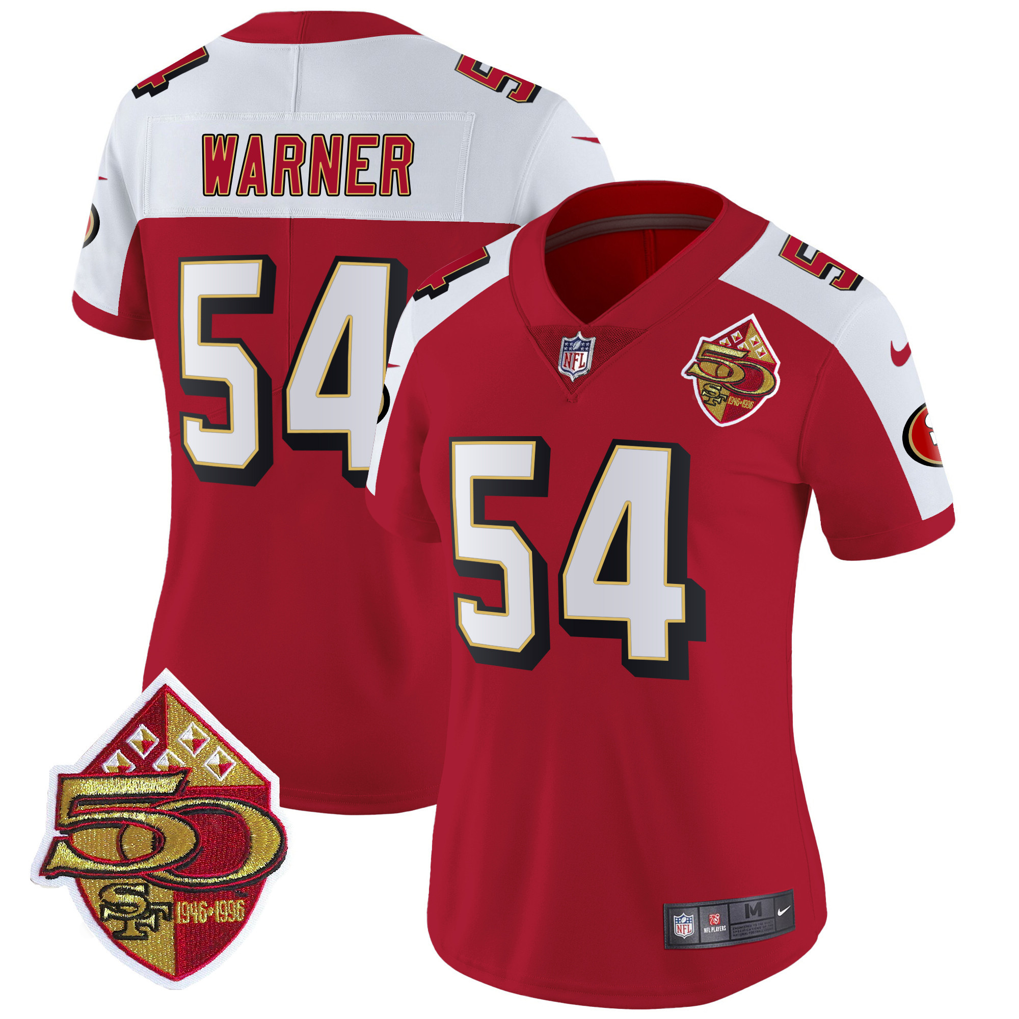Women's Fred Warner San Francisco 49ers 1996 Throwback Vapor Limited Alternate Jersey - All Stitched