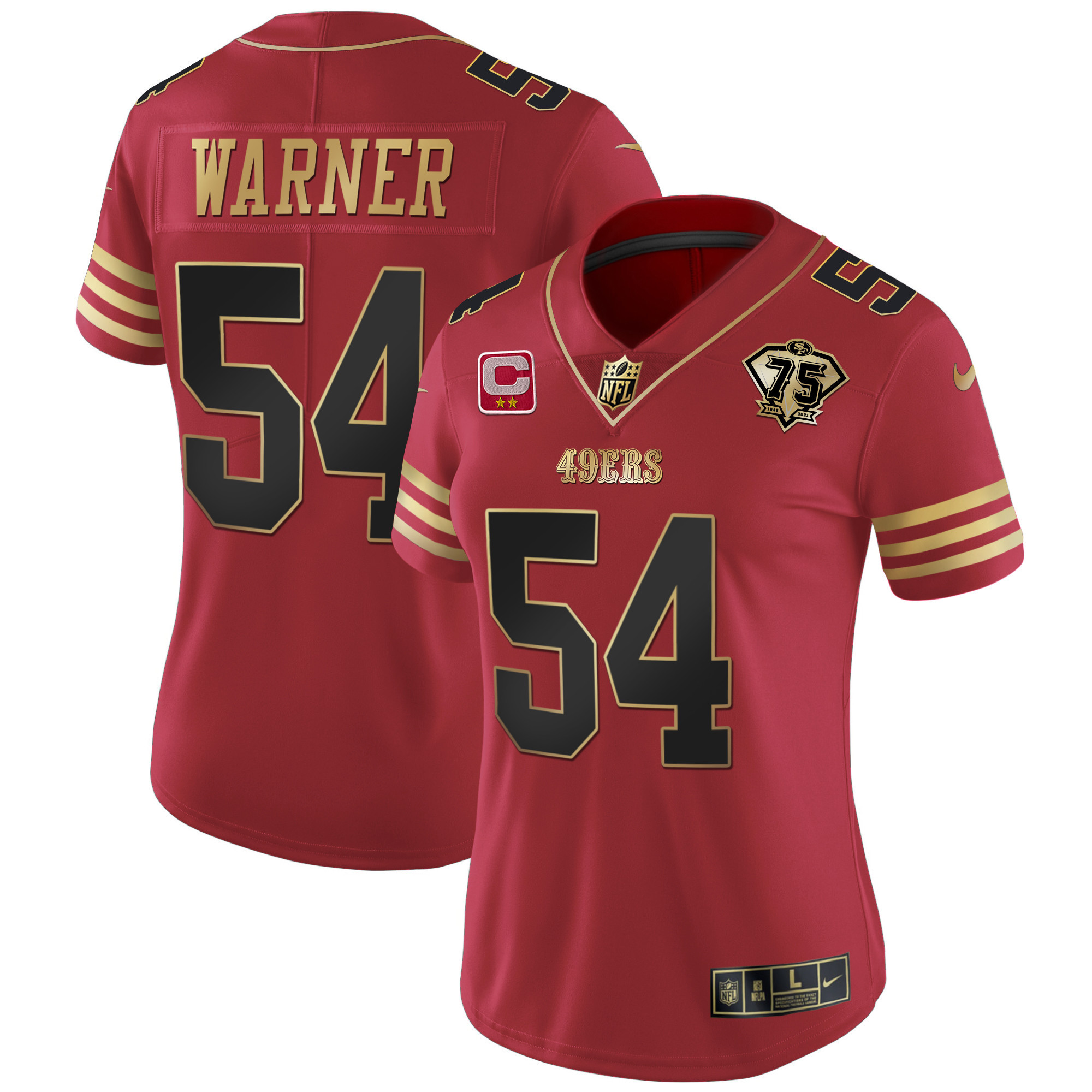 Women's Fred Warner San Francisco 49ers 2023 Vapor Gold Limited Black Scarlet Jersey - All Stitched