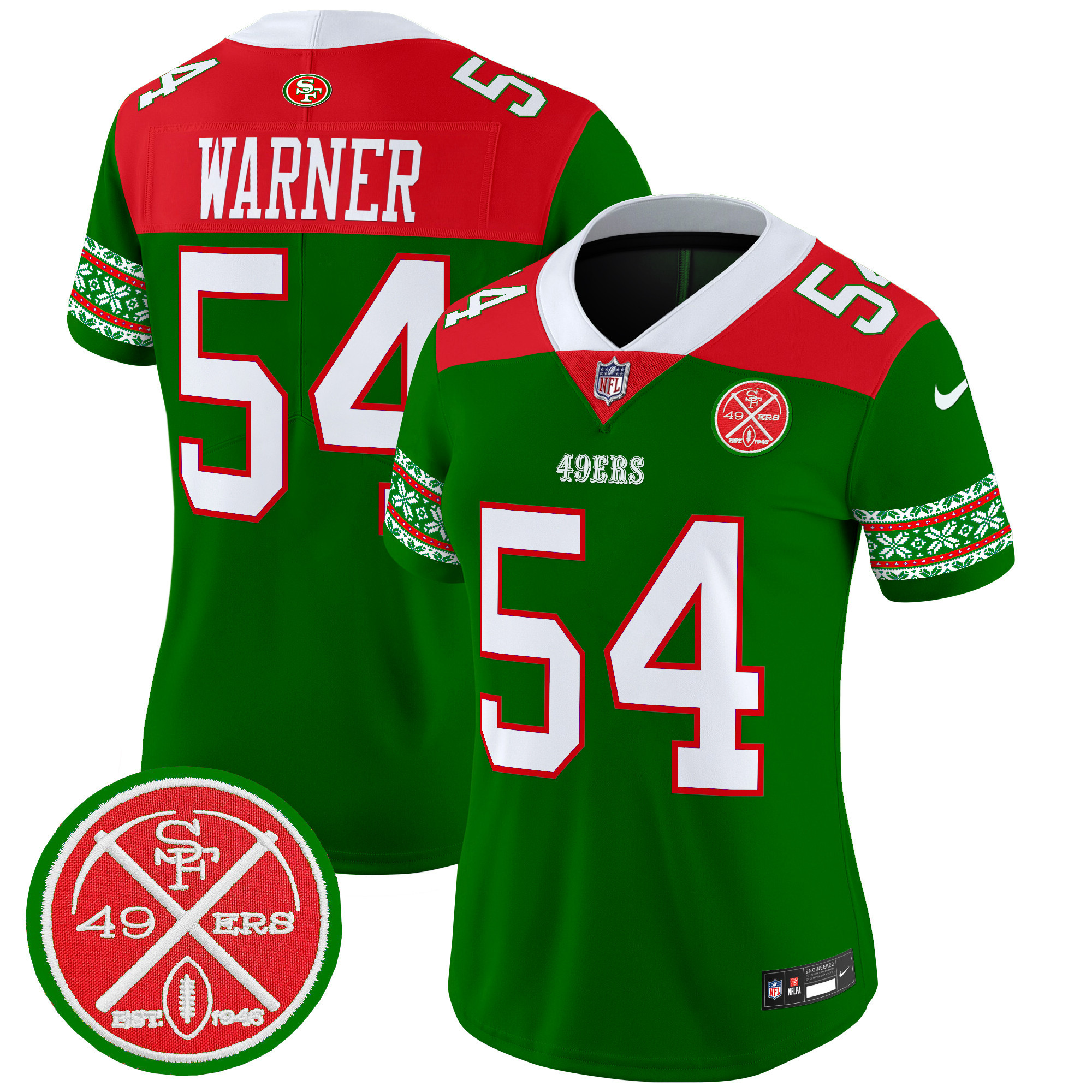 Women's Fred Warner San Francisco 49ers 2024 Christmas Vapor Limited Green Jersey - All Stitched