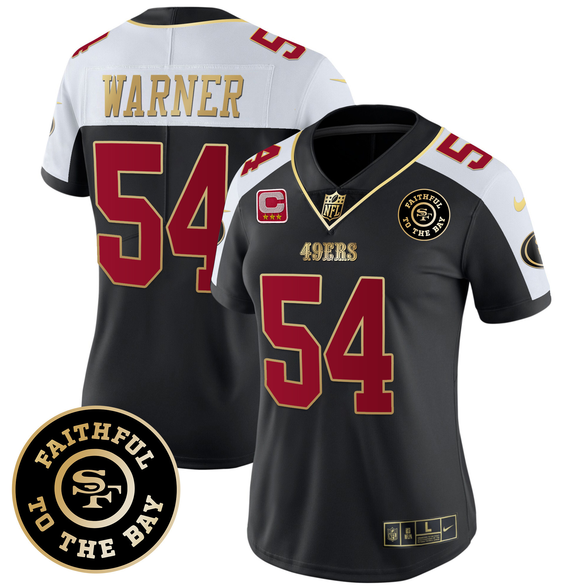 Women's Fred Warner San Francisco 49ers Faithful To The Bay Patch Vapor Limited Black Alternate Jersey - All Stitched