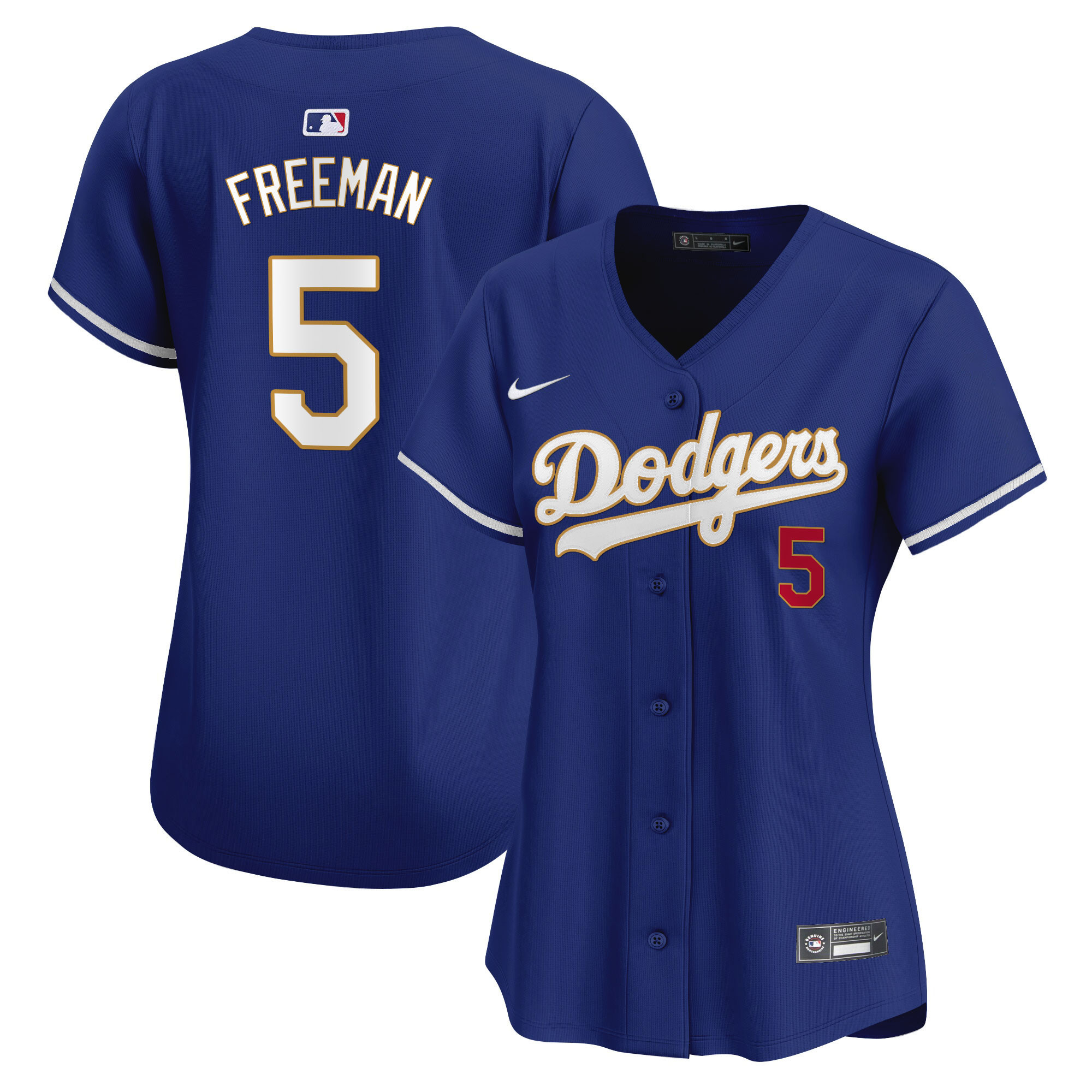 Women's Freddie Freeman Los Angeles Dodgers Gold Trim Vapor Premier Limited Royal Jersey - All Stitched