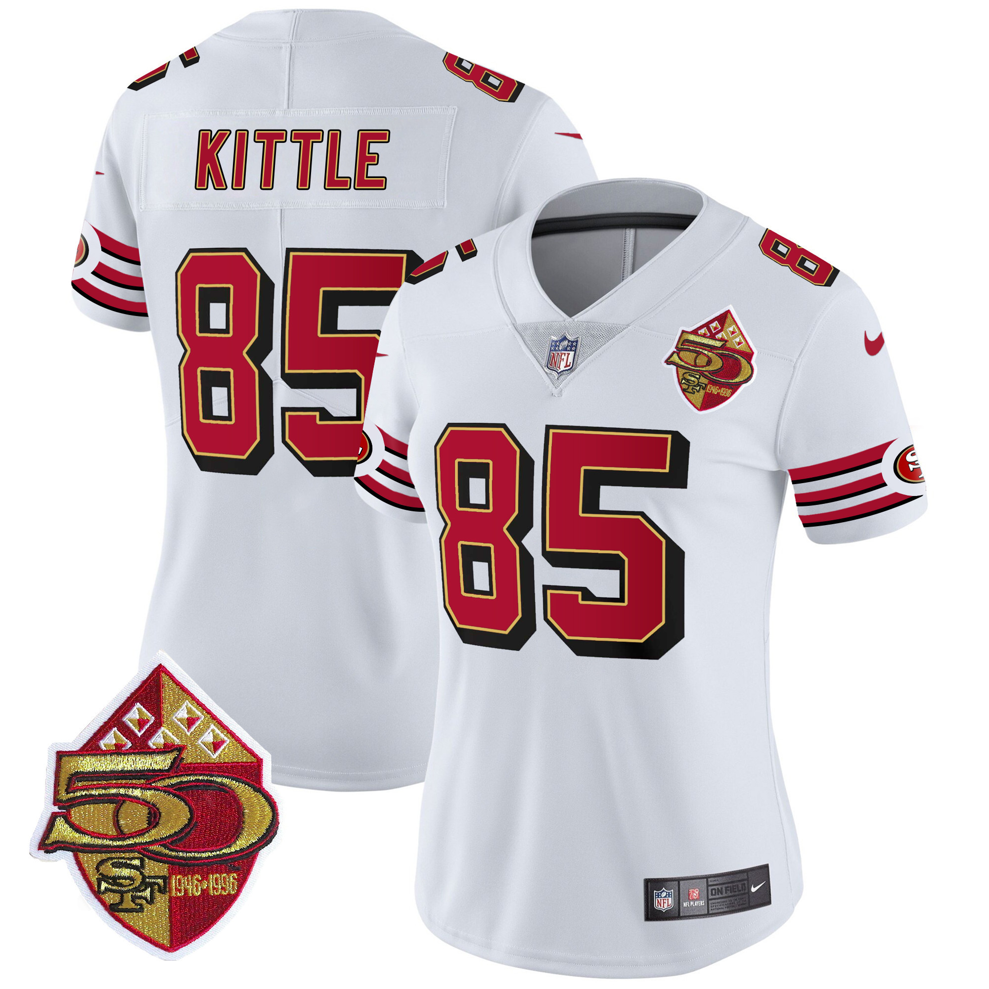 Women's George Kittle San Francisco 49ers 1996 Throwback Vapor Limited White Jersey - All Stitched