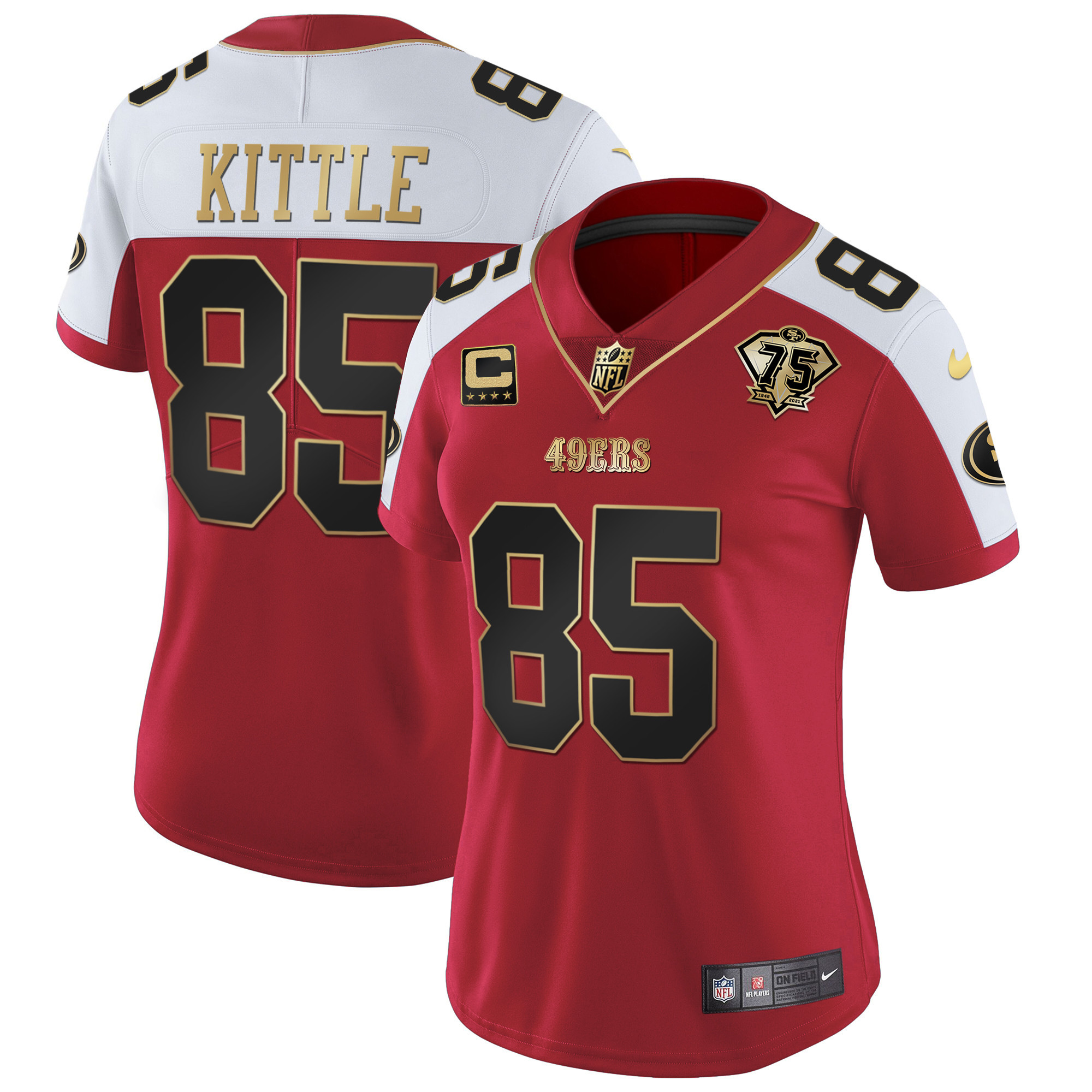 Women's George Kittle San Francisco 49ers 2023 Vapor Gold Limited Alternate Jersey - All Stitched