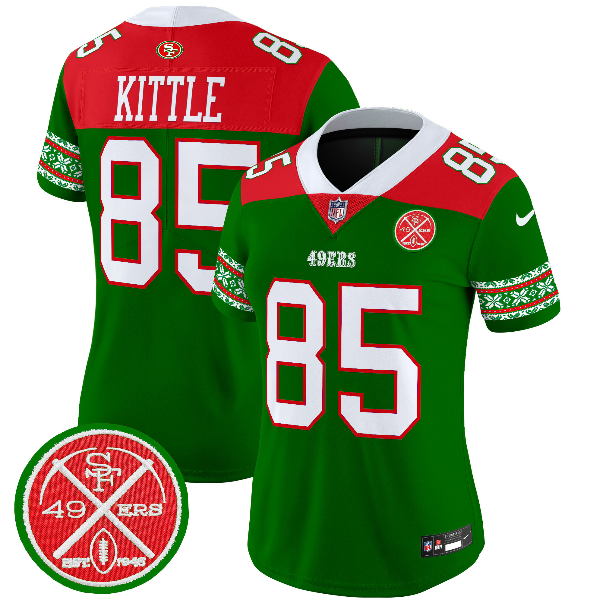 Women's George Kittle San Francisco 49ers 2024 Christmas Vapor Limited Green Jersey - All Stitched