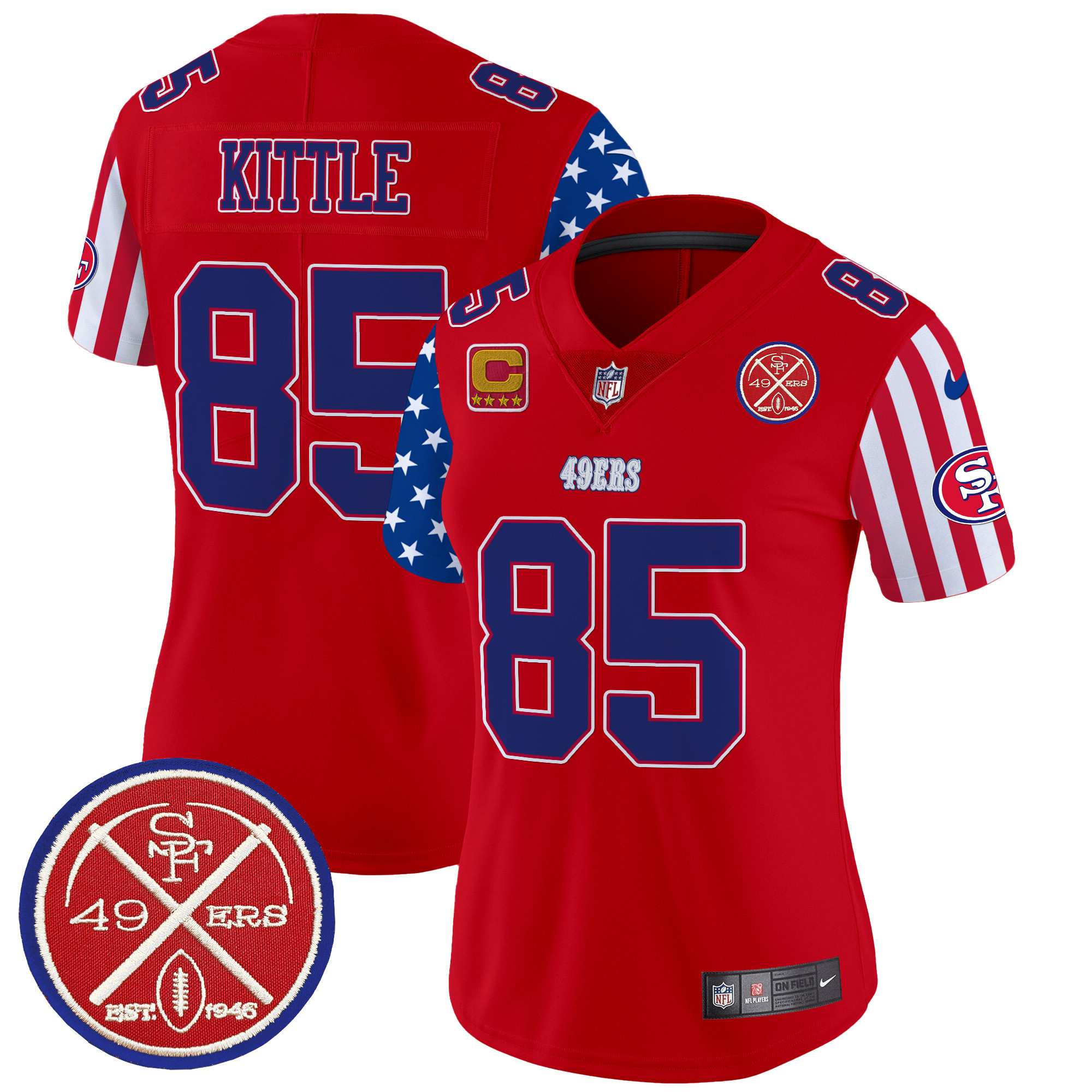 Women's George Kittle San Francisco 49ers American Style Vapor Limited Red Jersey - All Stitched