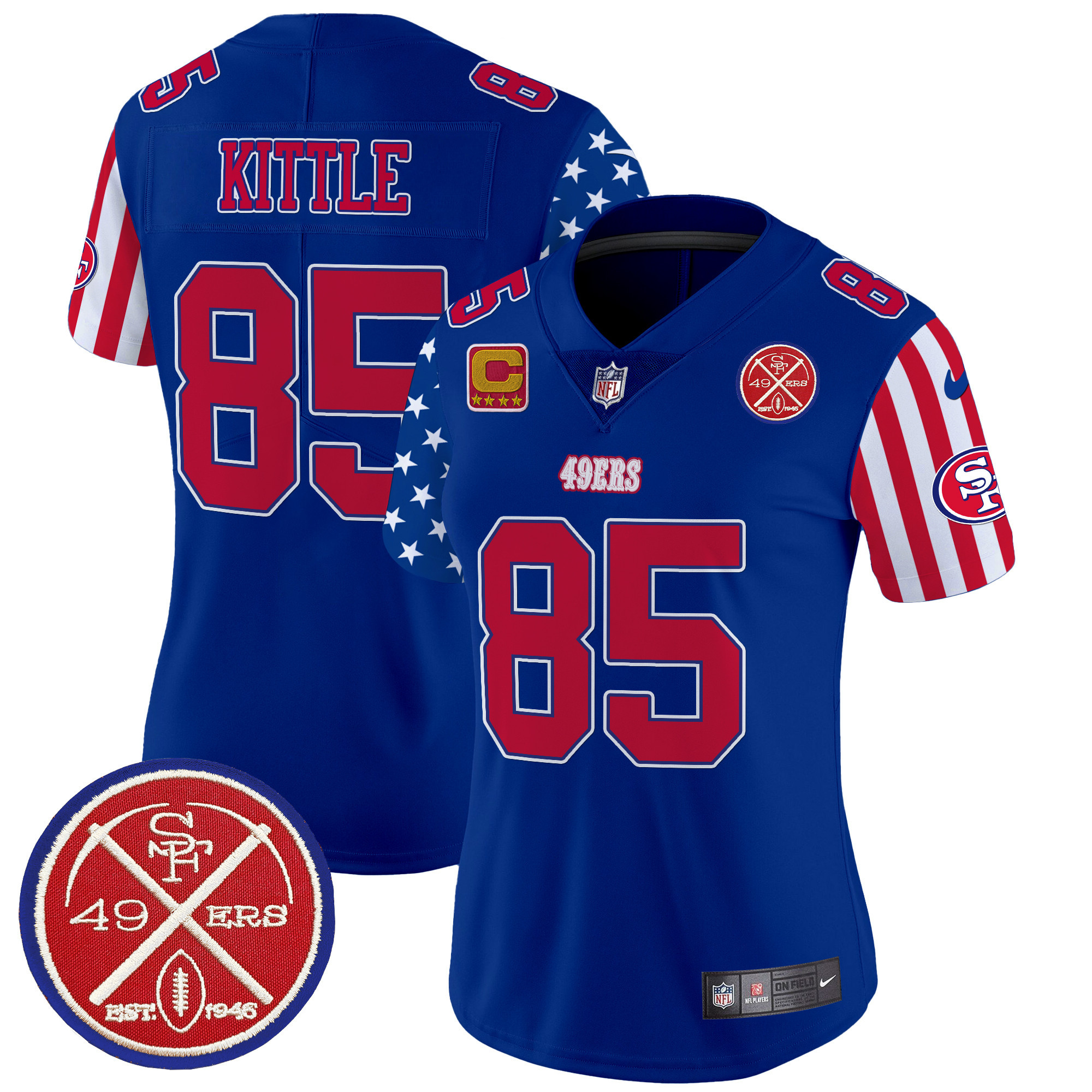 Women's George Kittle San Francisco 49ers American Style Vapor Limited Royal Jersey - All Stitched