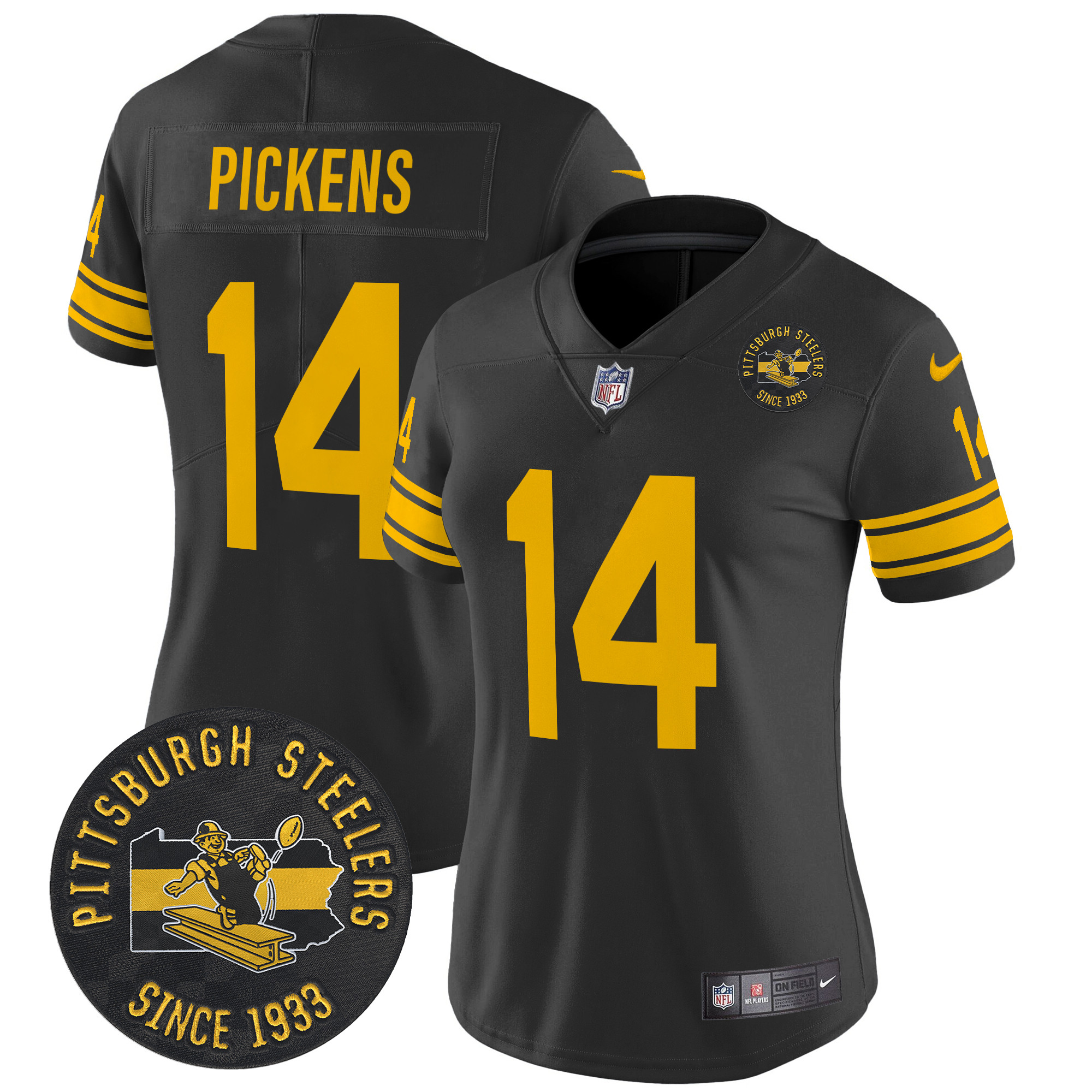 Women's George Pickens Pittsburgh Steelers Throwback 1962 Vapor Limited Black Jersey - All Stitched