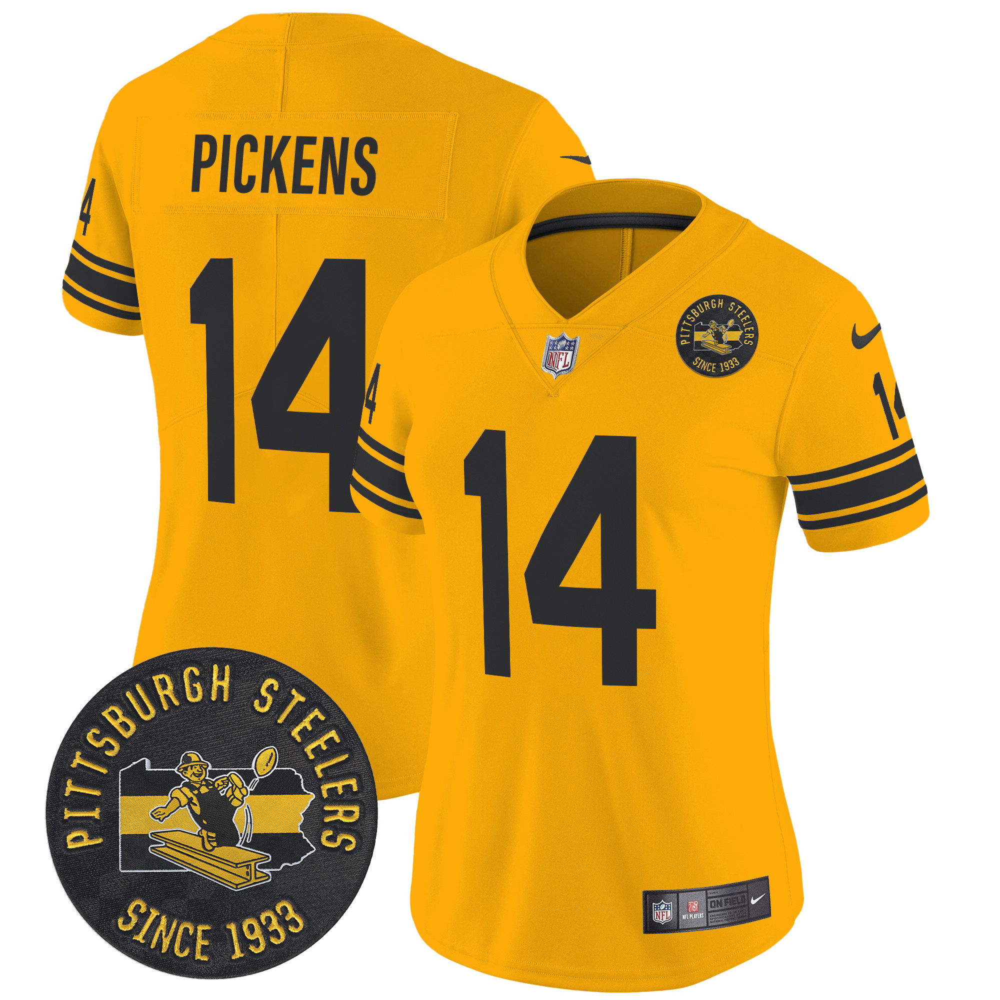 Women's George Pickens Pittsburgh Steelers Throwback 1962 Vapor Limited Gold Jersey - All Stitched