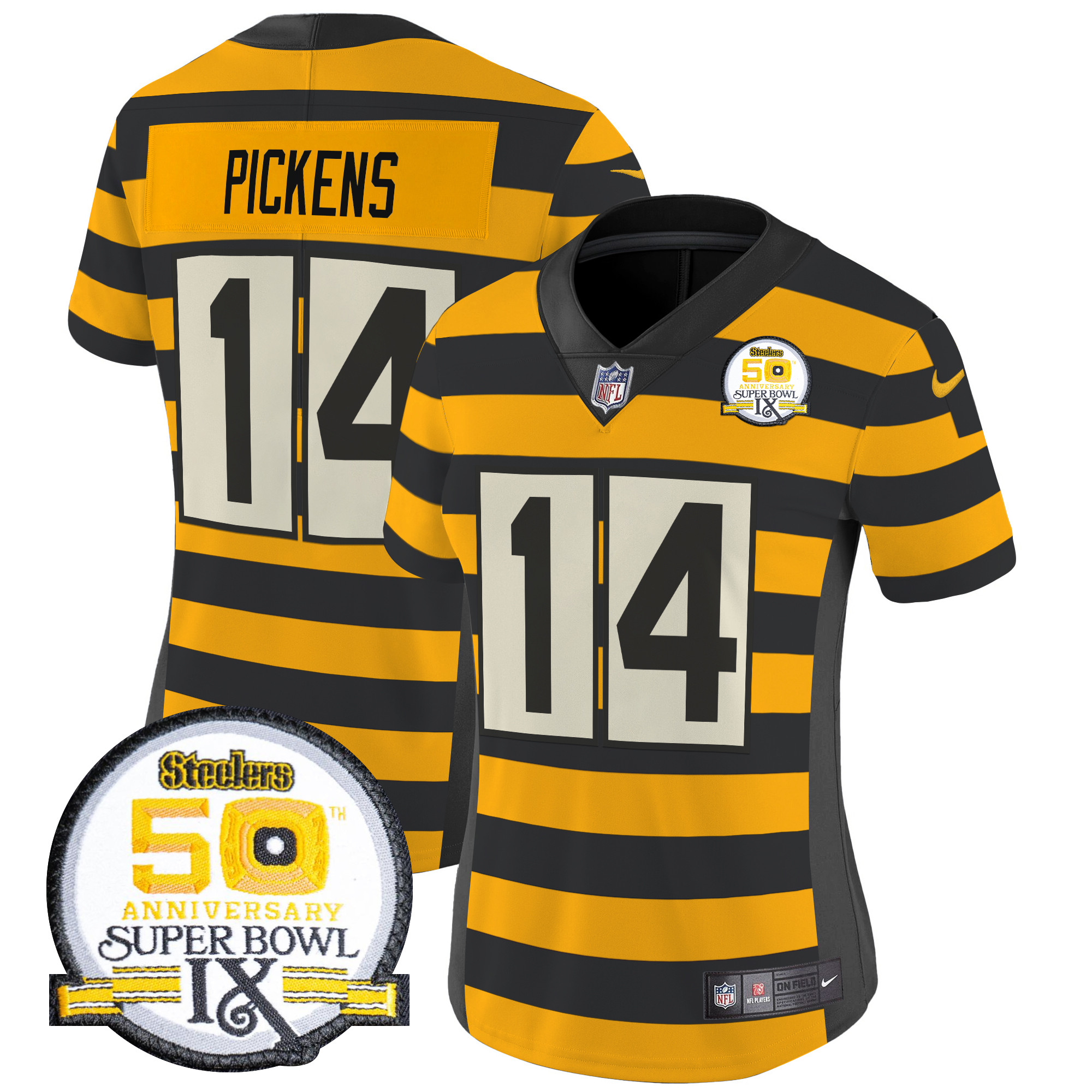 Women's George Pickens Pittsburgh Steelers Throwback 2024 Vapor Limited Bumble Bee Jersey - All Stitched