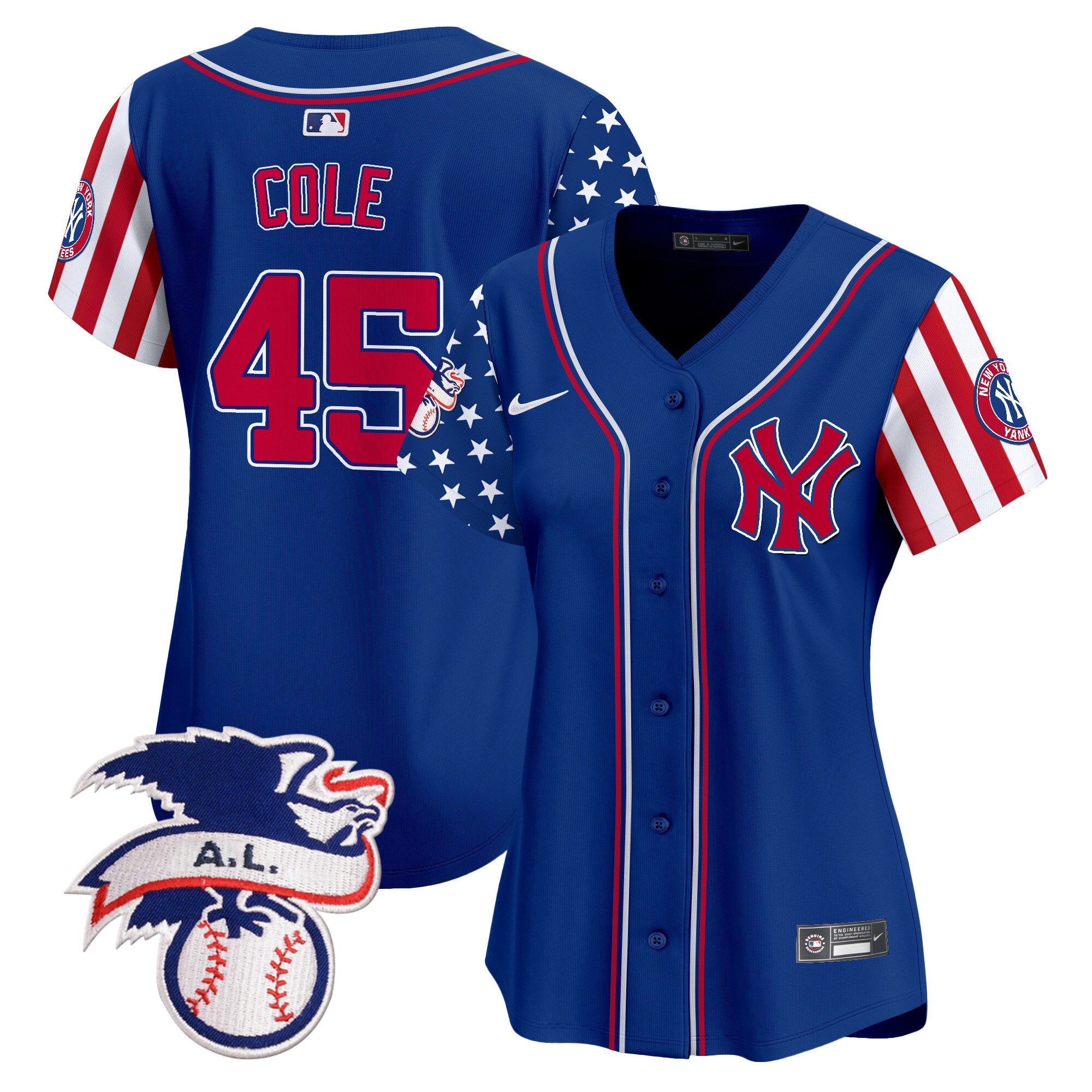Women's Gerrit Cole New York Yankees 2024 Fourth of July Vapor Premier Limited Royal Jersey V5 - All Stitched