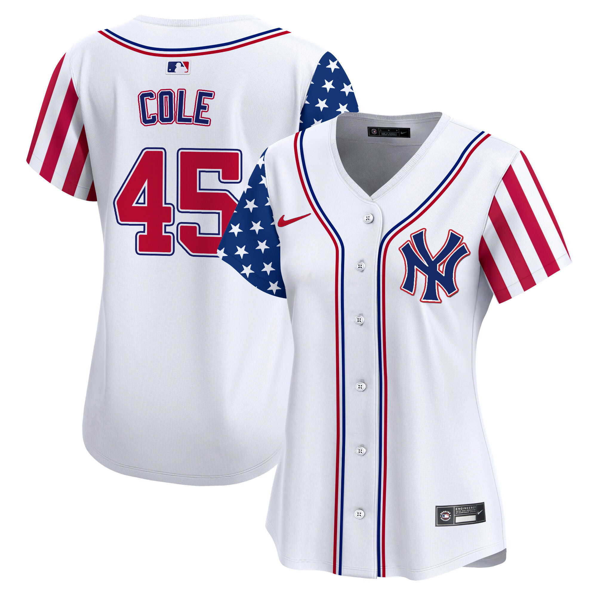 Women's Gerrit Cole New York Yankees 2024 Independence Day Vapor Premier Limited White Jersey - All Stitched