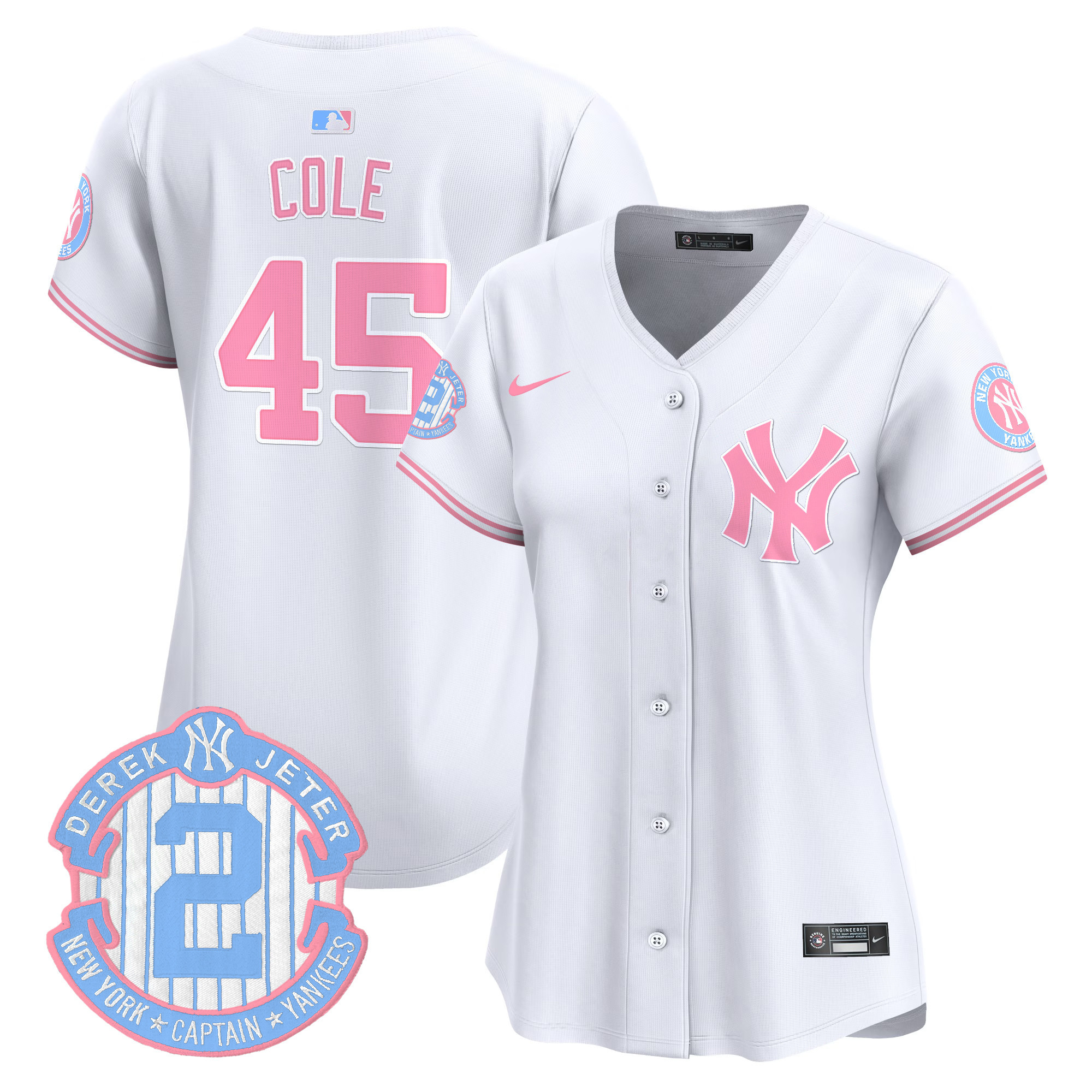 Women's Gerrit Cole New York Yankees Bubblegum Pink Vapor Premier Limited White Jersey - All Stitched