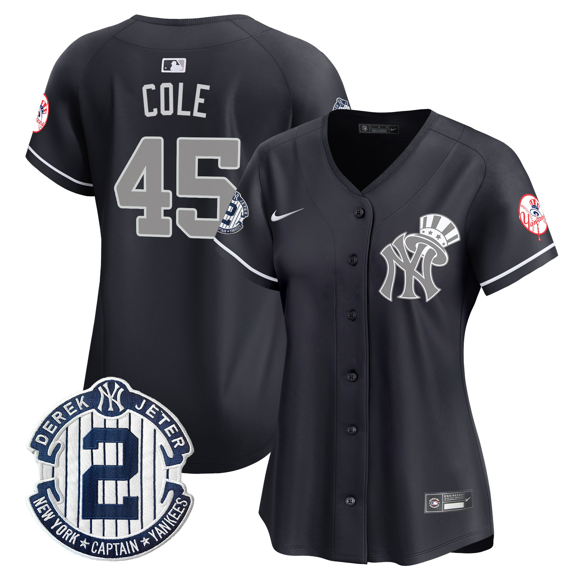 Women's Gerrit Cole New York Yankees Derek Jeter Patch Vapor Premier Limited Alternate Jersey V2 - All Stitched