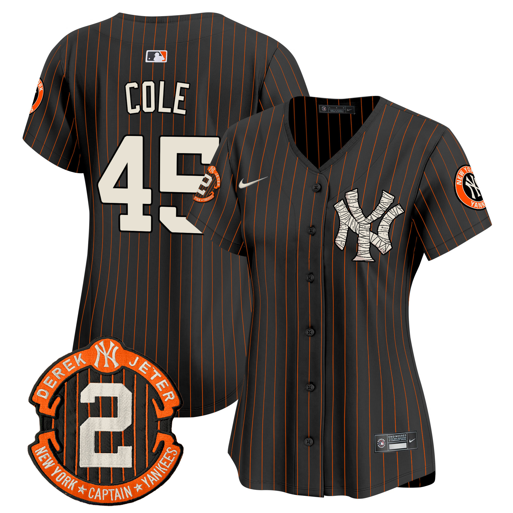 Women's Gerrit Cole New York Yankees Halloween Vapor Premier Limited Black Pinstripe Jersey - All Stitched