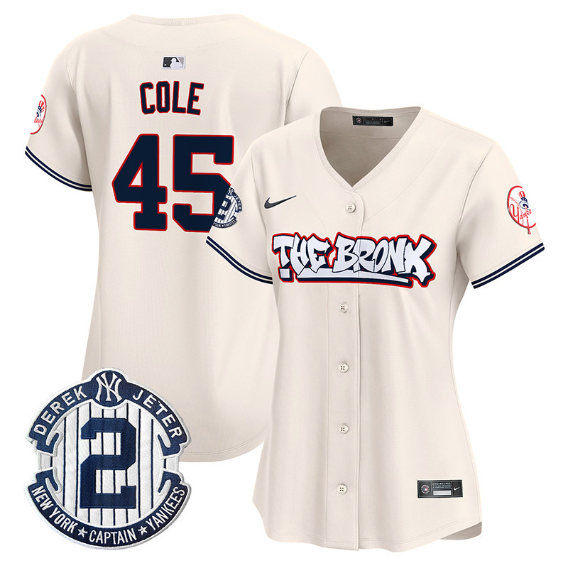 Women's Gerrit Cole New York Yankees The Bronx Graffiti Vapor Premier Limited Cream Jersey V2 - All Stitched
