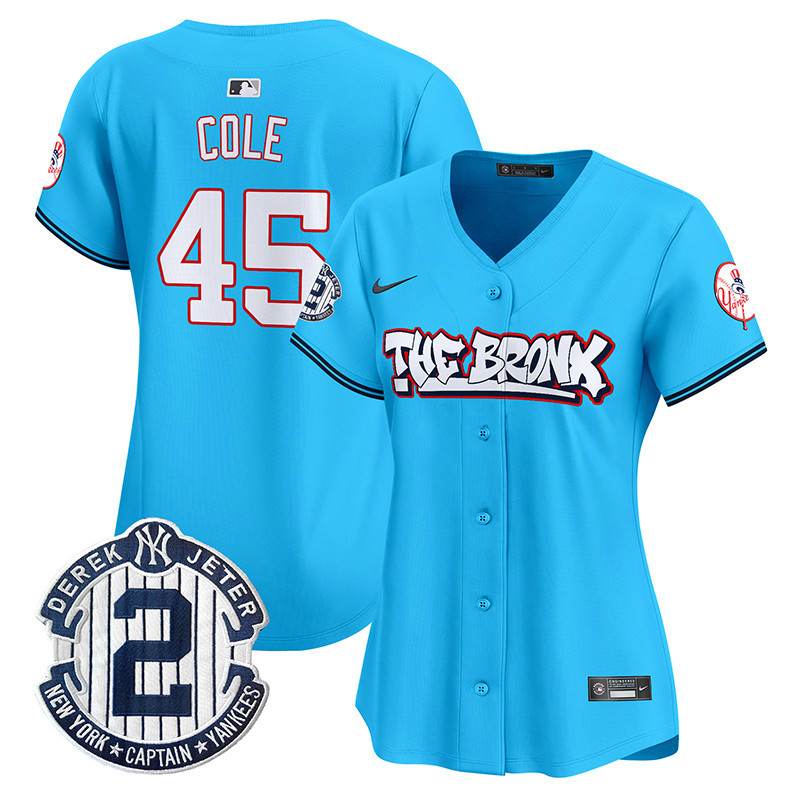 Women's Gerrit Cole New York Yankees The Bronx Graffiti Vapor Premier Limited Light Blue Jersey V2 - All Stitched