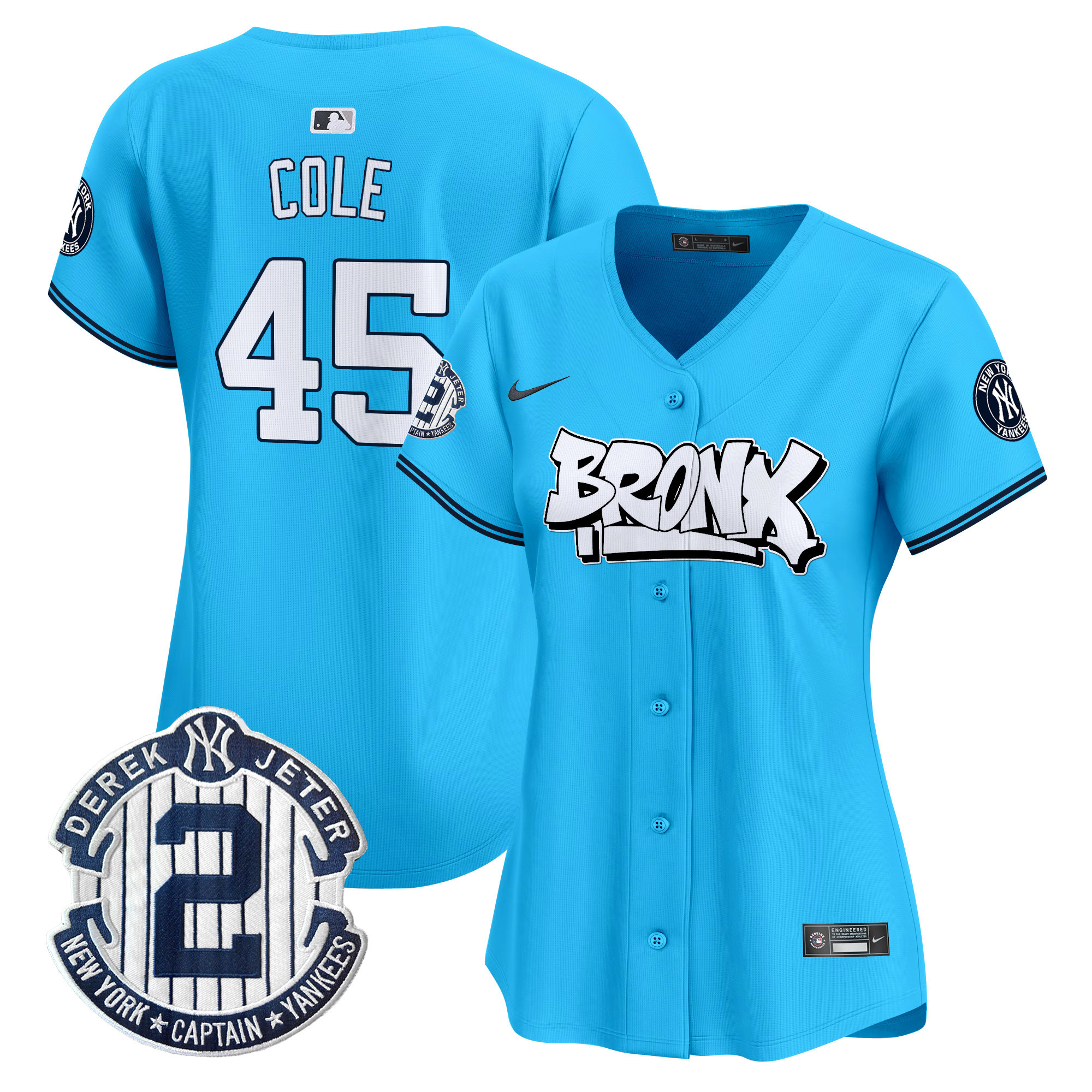 Women's Gerrit Cole New York Yankees The Bronx Graffiti Vapor Premier Limited Light Blue Jersey V3 - All Stitched