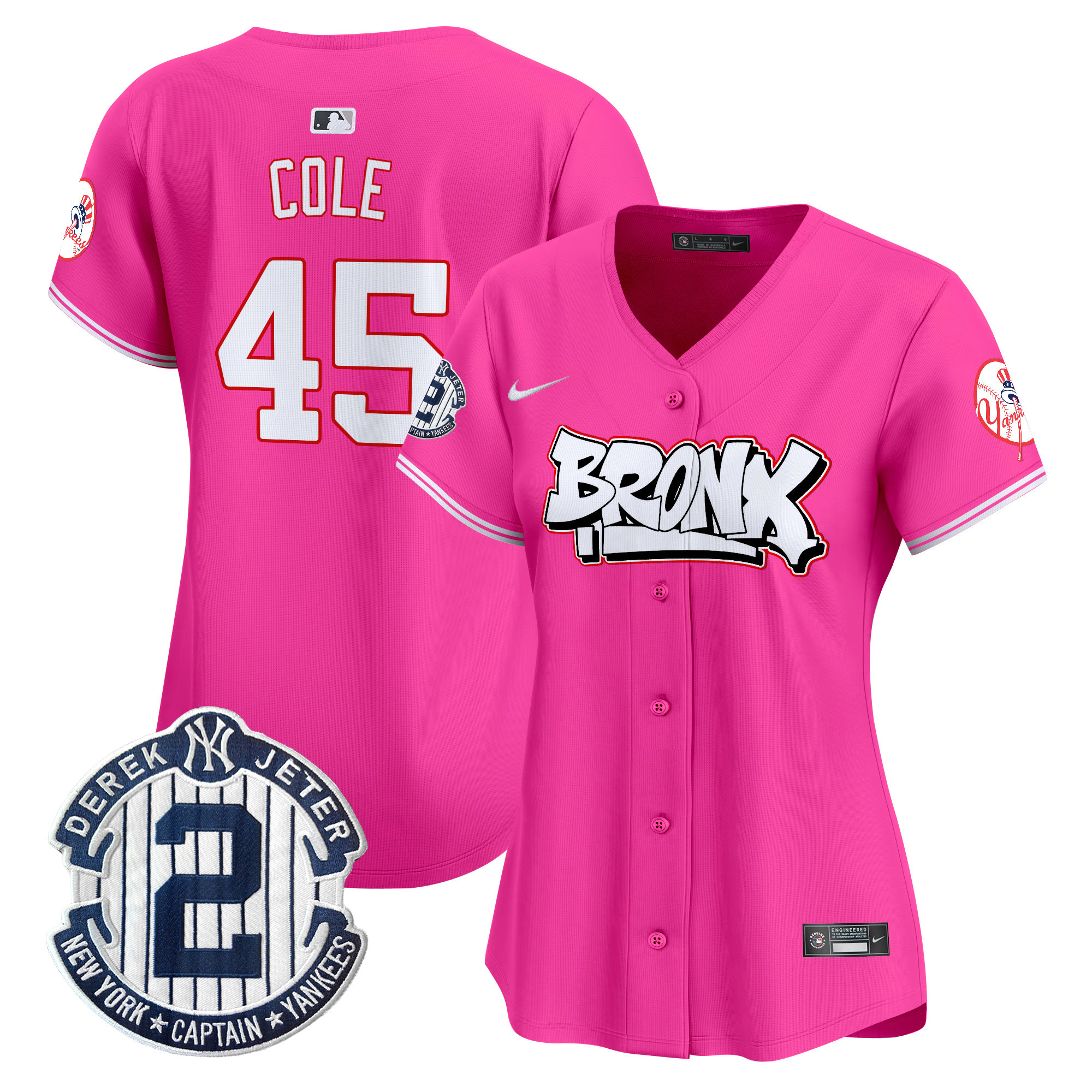 Women's Gerrit Cole New York Yankees The Bronx Graffiti Vapor Premier Limited Pink Jersey V4 - All Stitched