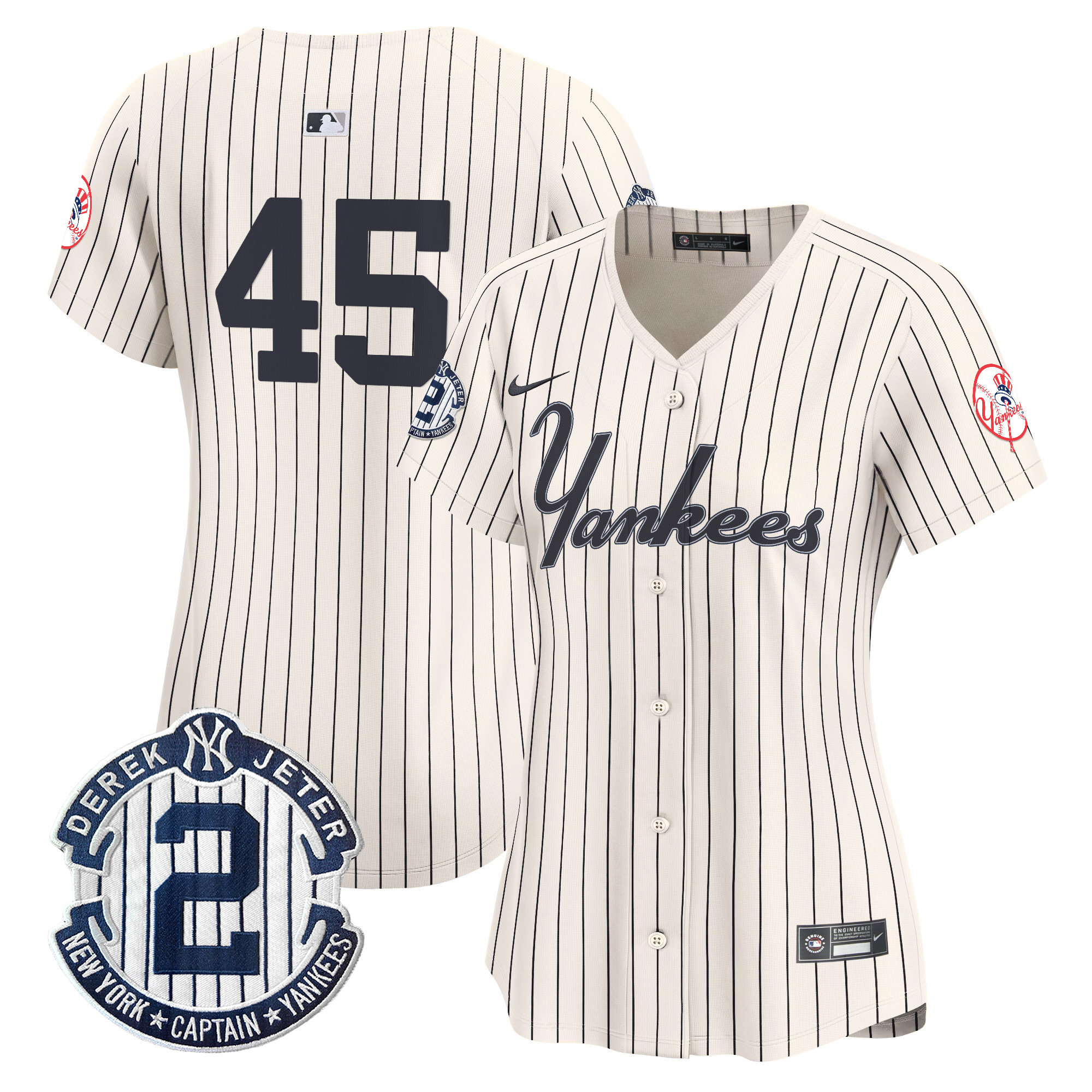 Women's Gerrit Cole New York Yankees Throwback Vapor Premier Limited Pinstripe Cream Jersey V2 - All Stitched