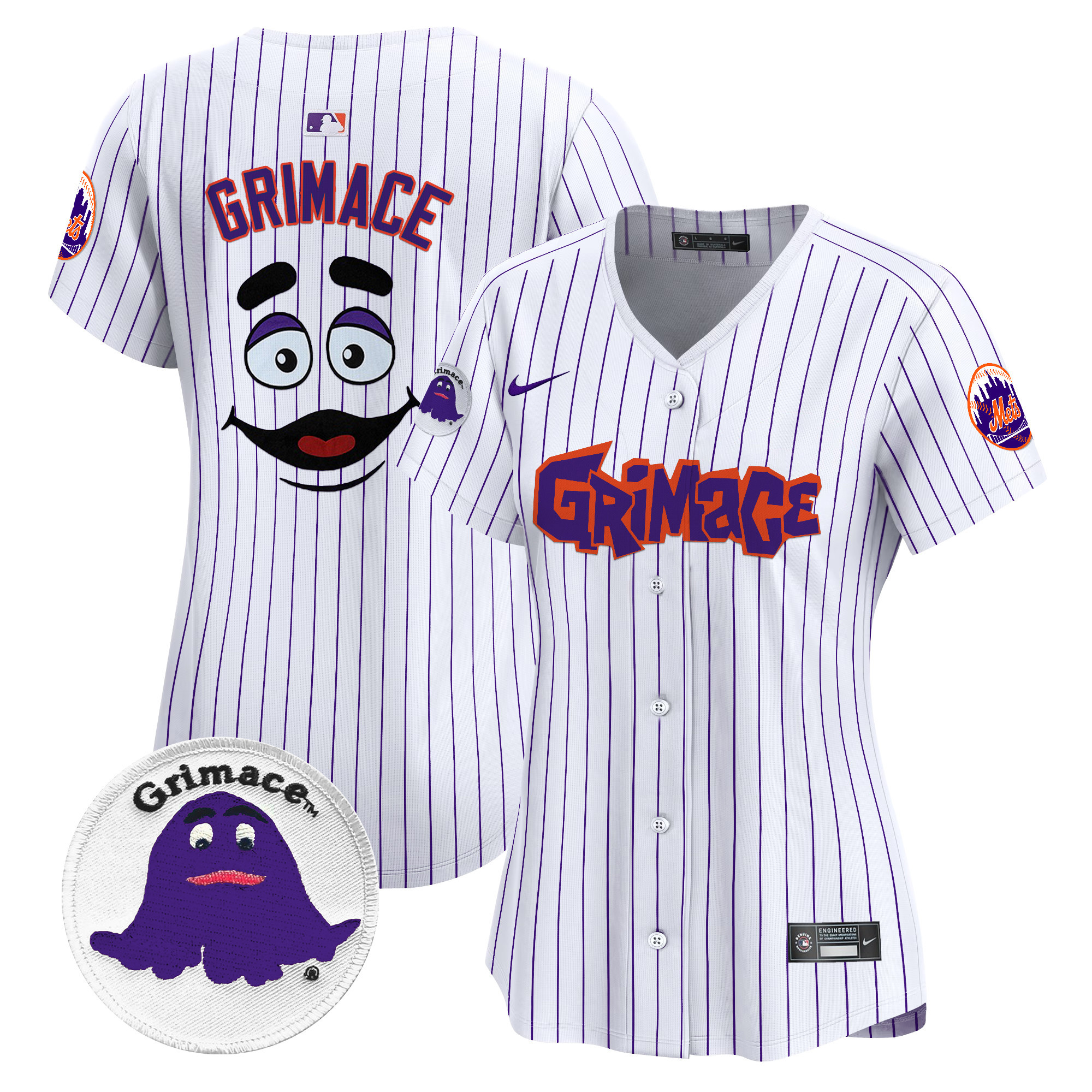 Women's Grimace New York Mets Grimace Vapor Premier Limited Pinstripe Jersey V2 - All Stitched
