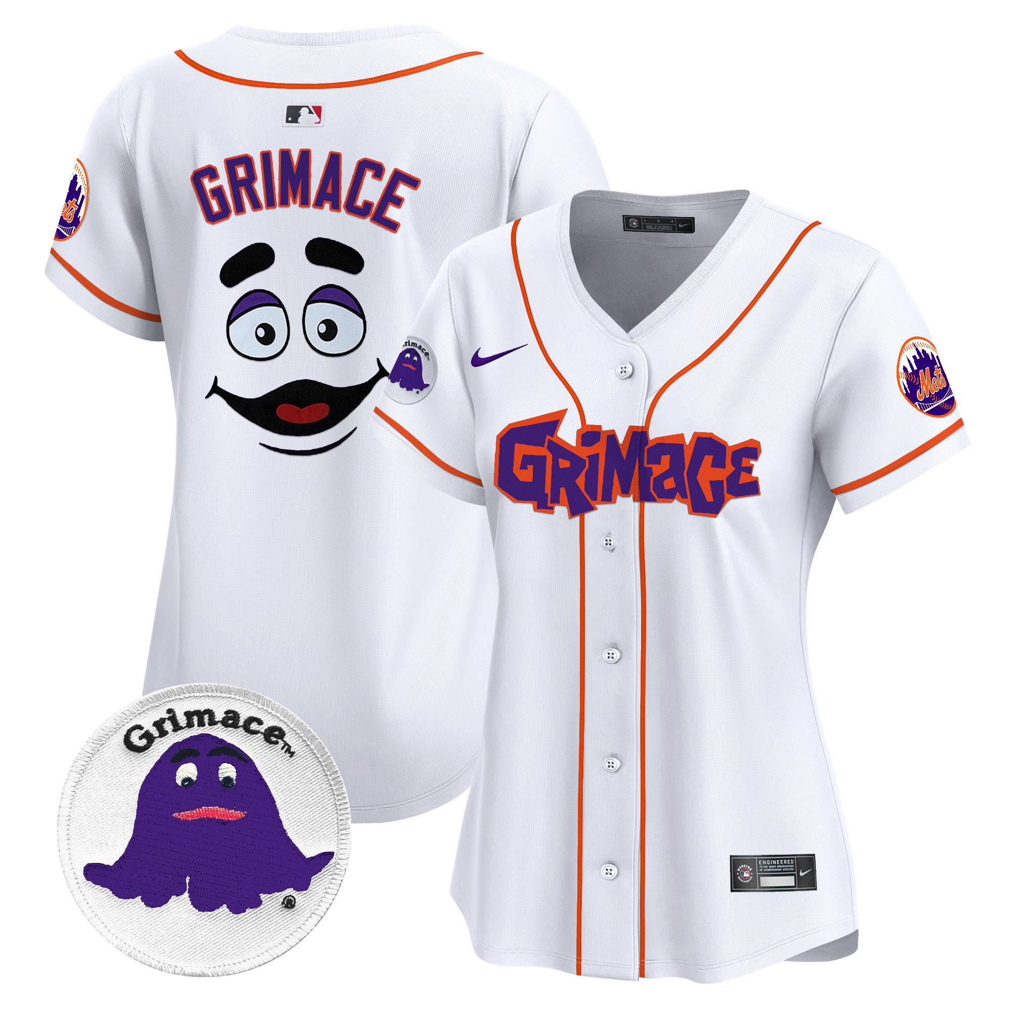 Women's Grimace New York Mets Grimace Vapor Premier Limited White Jersey V2 - All Stitched