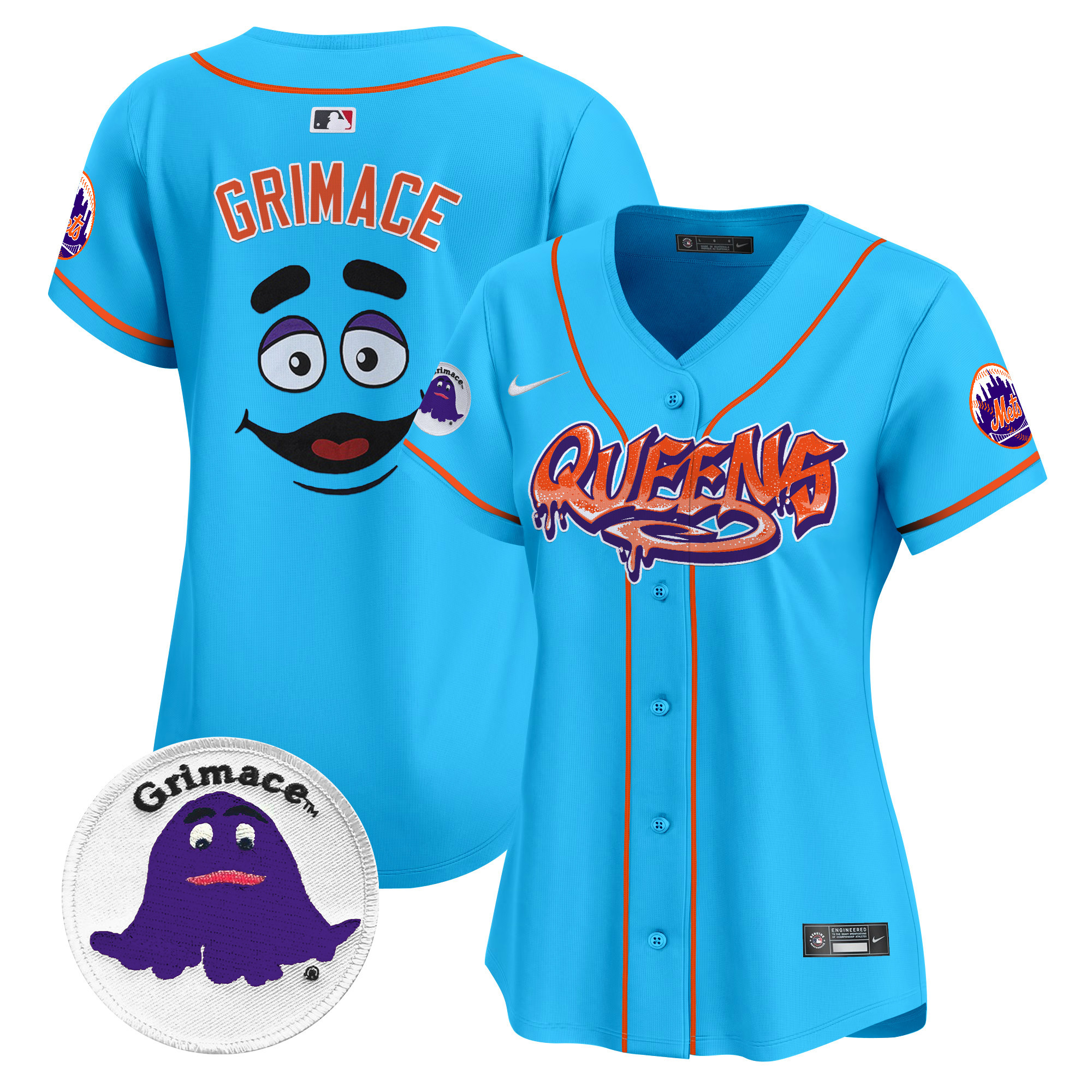 Women's Grimace New York Mets Queens Graffiti Vapor Premier Limited Light Blue Jersey - All Stitched