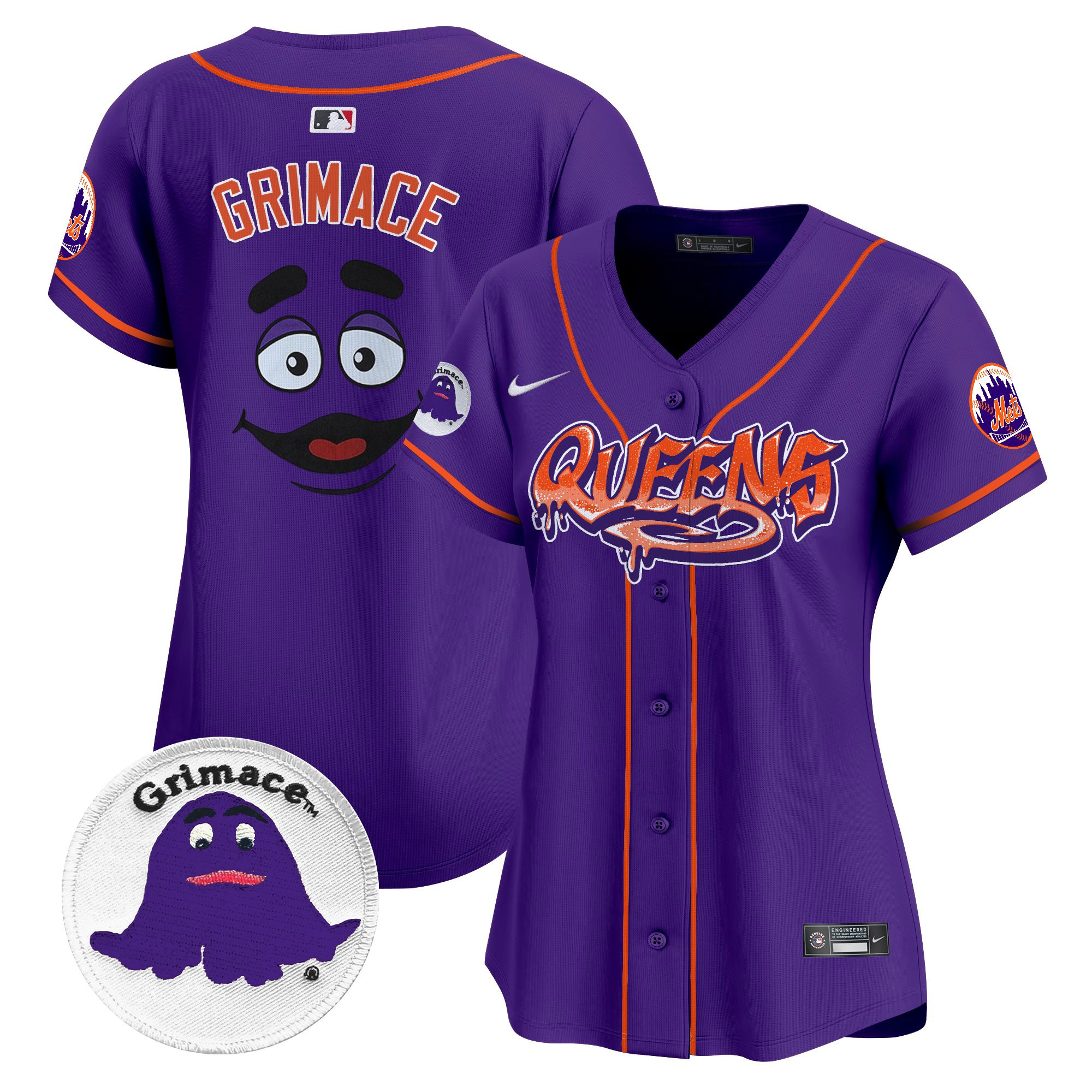 Women's Grimace New York Mets Queens Graffiti Vapor Premier Limited Purple Jersey - All Stitched