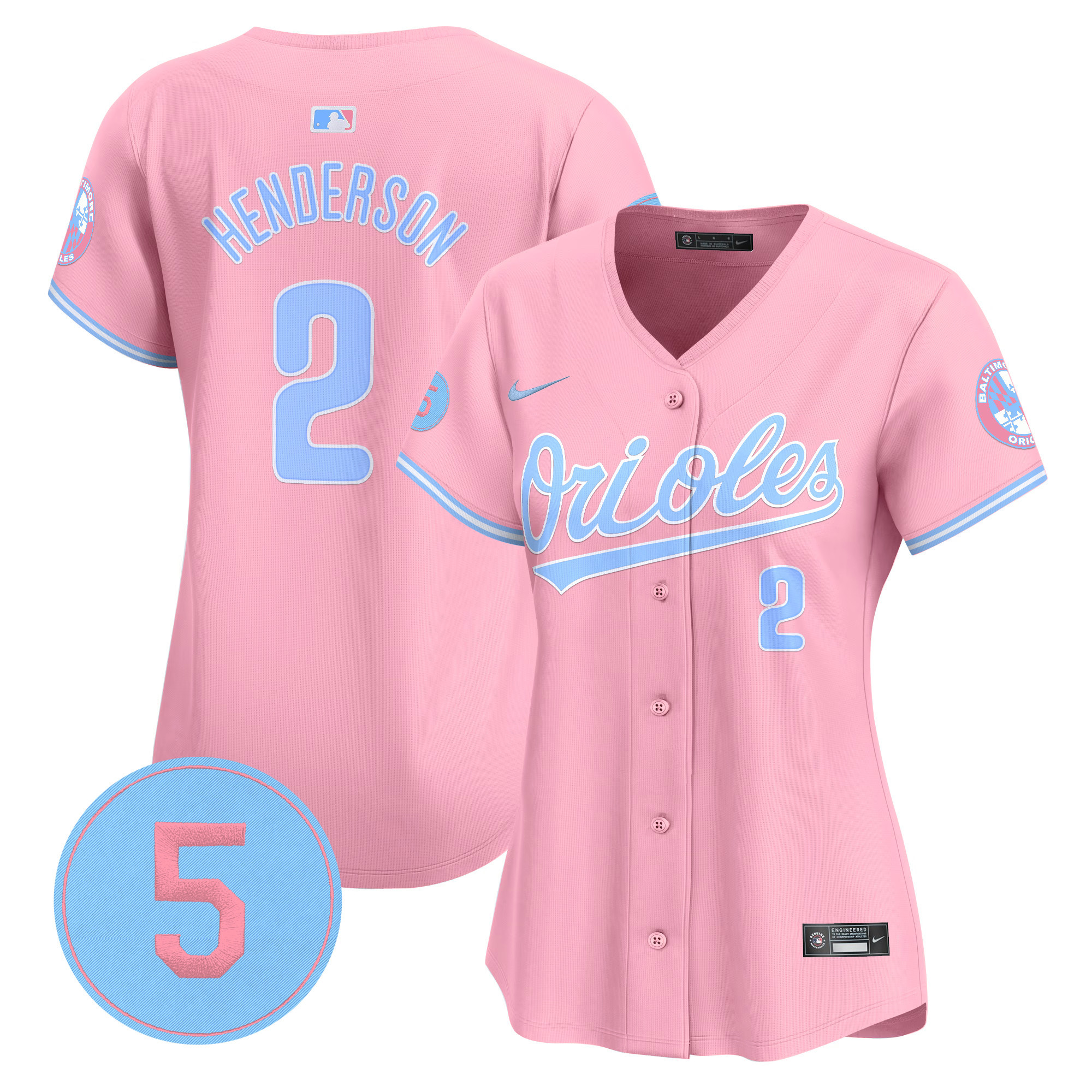 Women's Gunnar Henderson Baltimore Orioles Bubblegum Pink Robinson Patch Vapor Premier Limited Pink Jersey - All Stitched