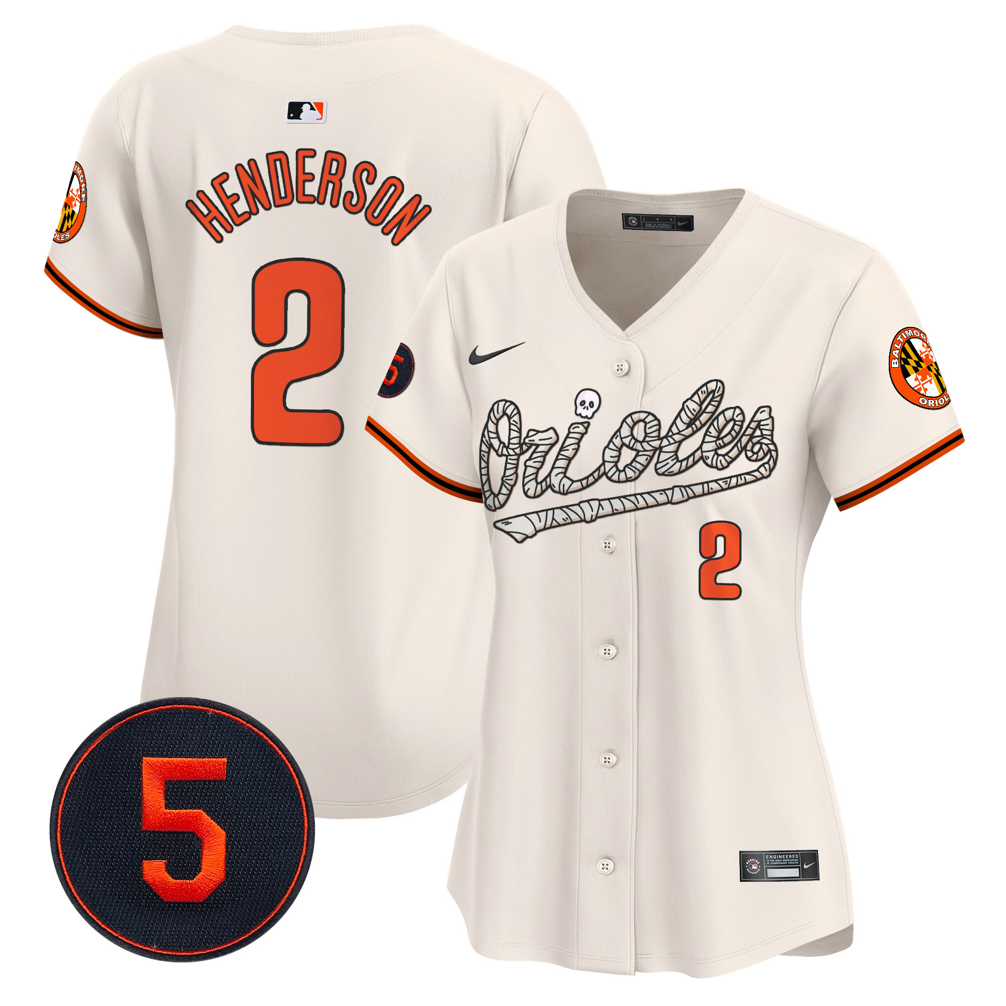 Women's Gunnar Henderson Baltimore Orioles Halloween Vapor Premier Limited Cream Jersey - All Stitched