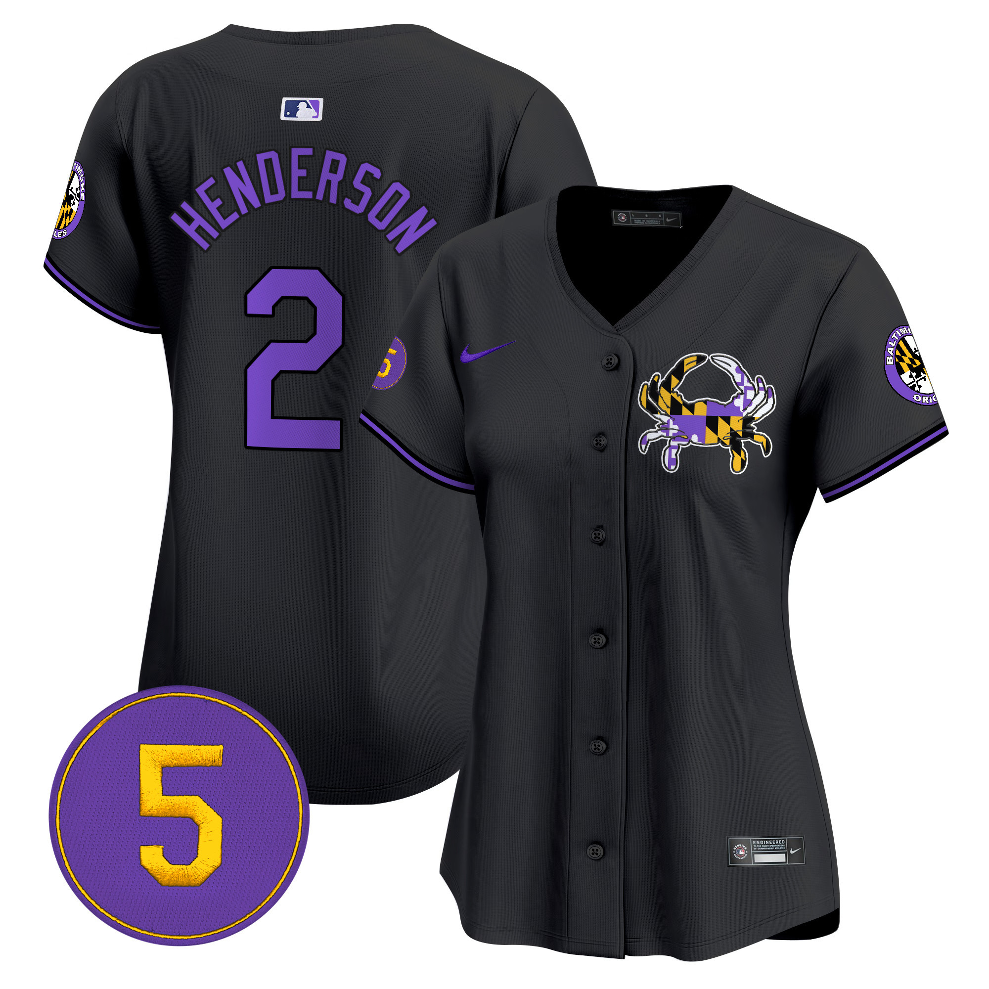 Women's Gunnar Henderson Baltimore Orioles Purple Vapor Premier Limited Black Jersey - All Stitched
