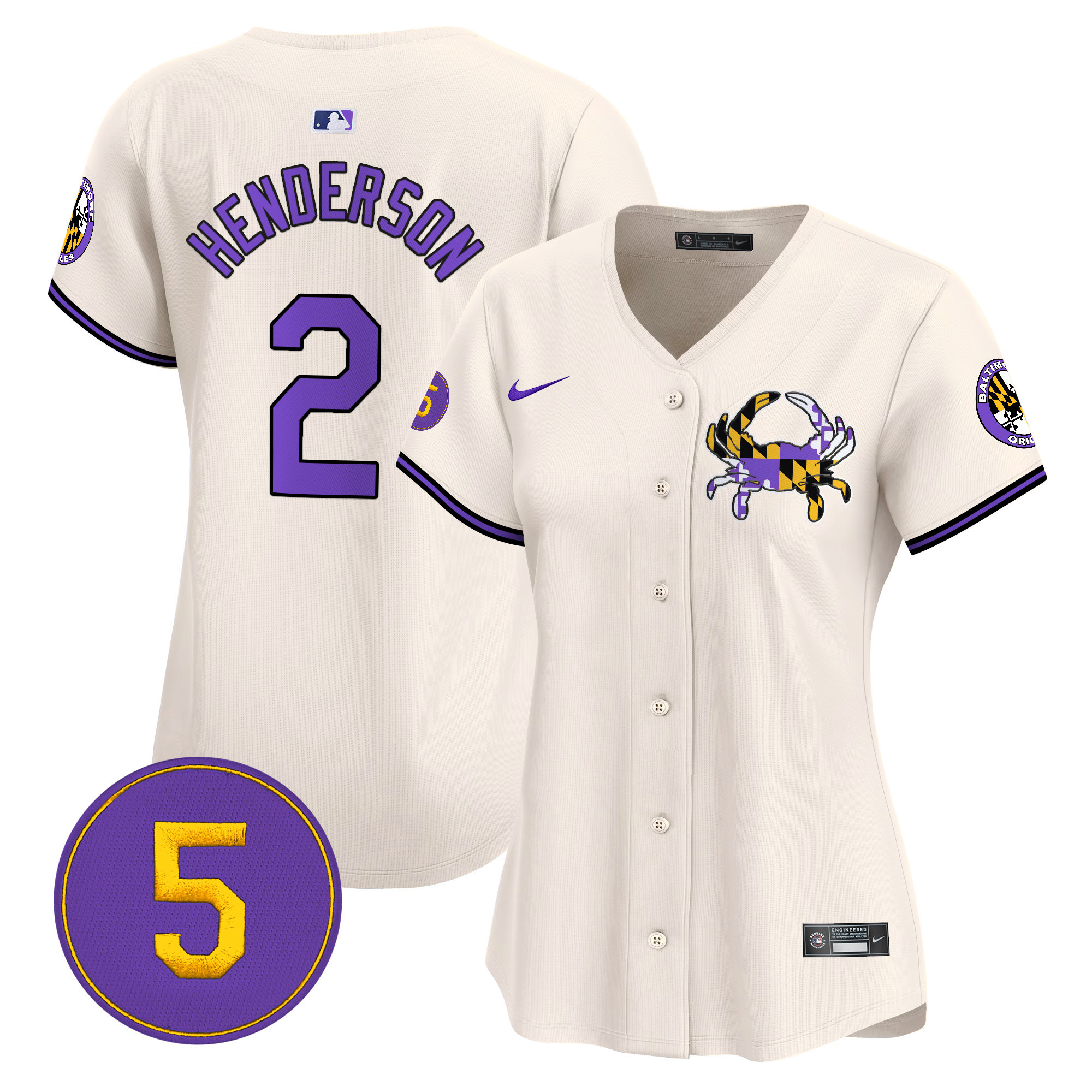 Women's Gunnar Henderson Baltimore Orioles Purple Vapor Premier Limited Cream Jersey - All Stitched