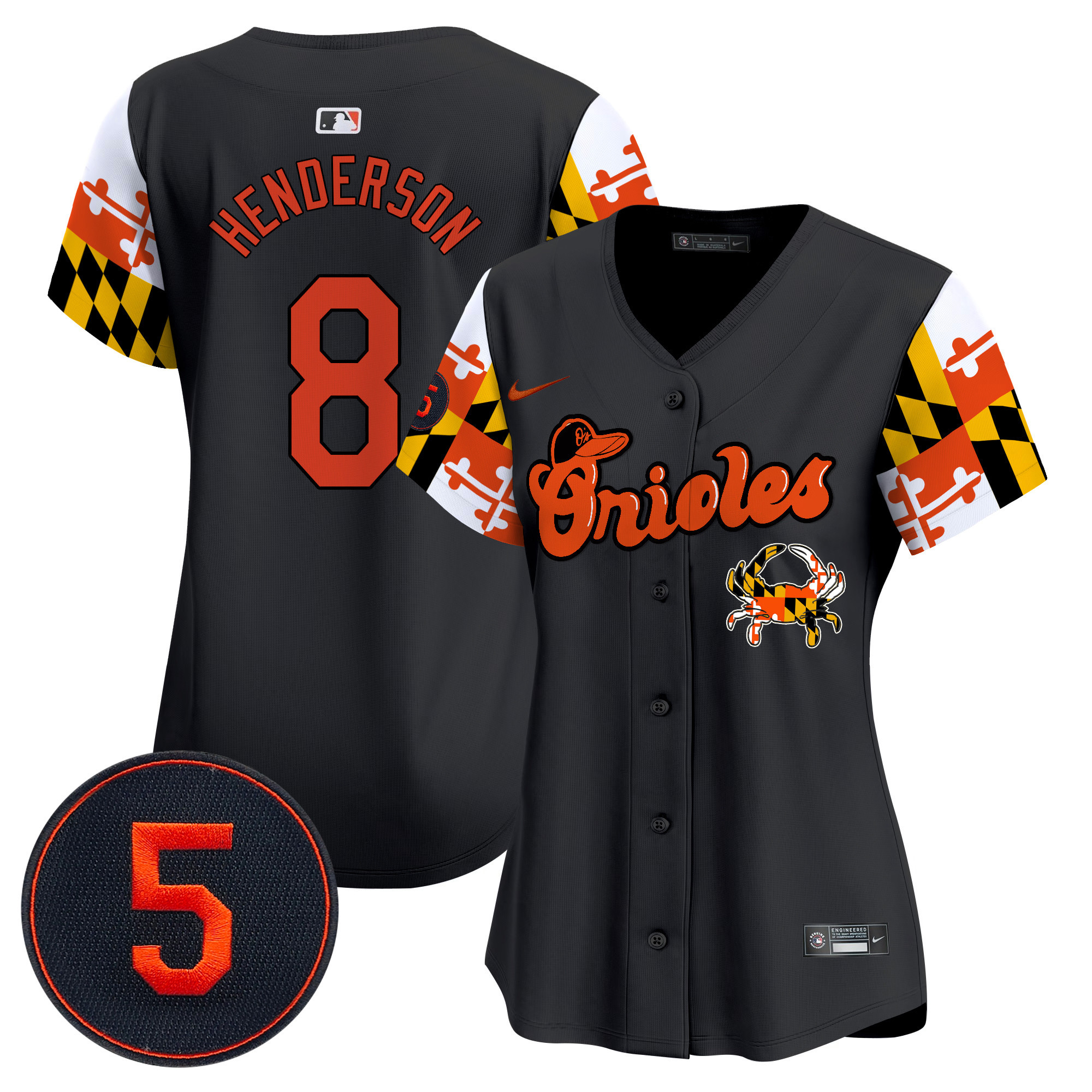 Women's Gunnar Henderson Baltimore Orioles Robinson Patch Vapor Premier Limited Black Jersey V7 - All Stitched