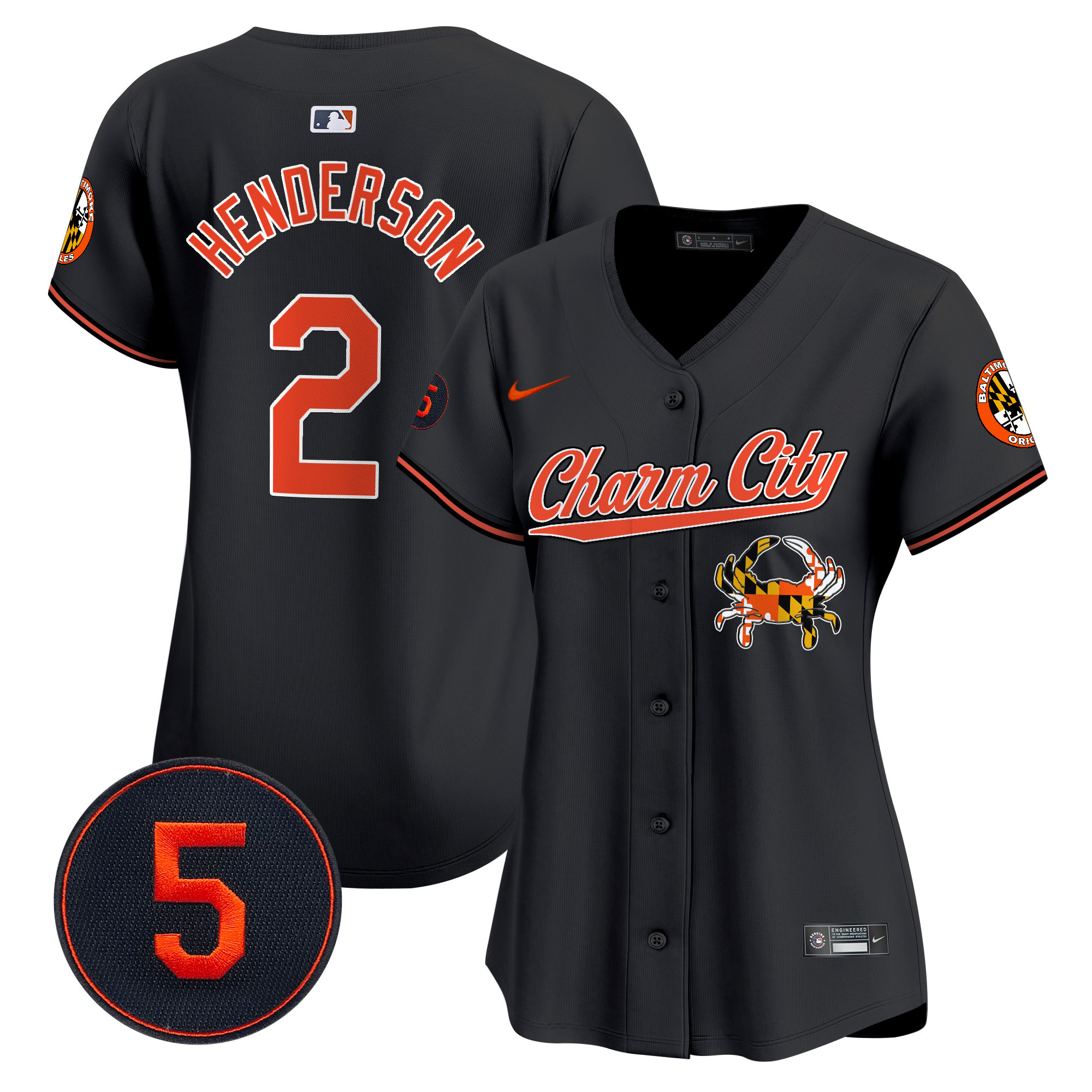 Women's Gunnar Henderson Baltimore Orioles Robinson Patch Vapor Premier Limited Black Jersey V8 - All Stitched