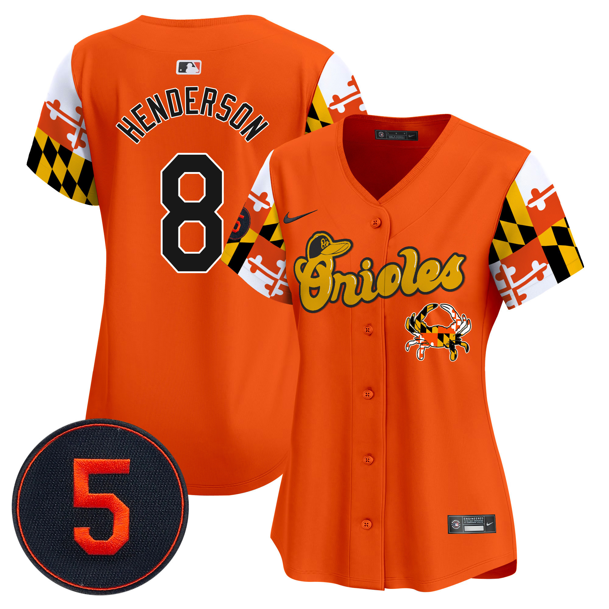 Women's Gunnar Henderson Baltimore Orioles Robinson Patch Vapor Premier Limited Orange Jersey V7 - All Stitched