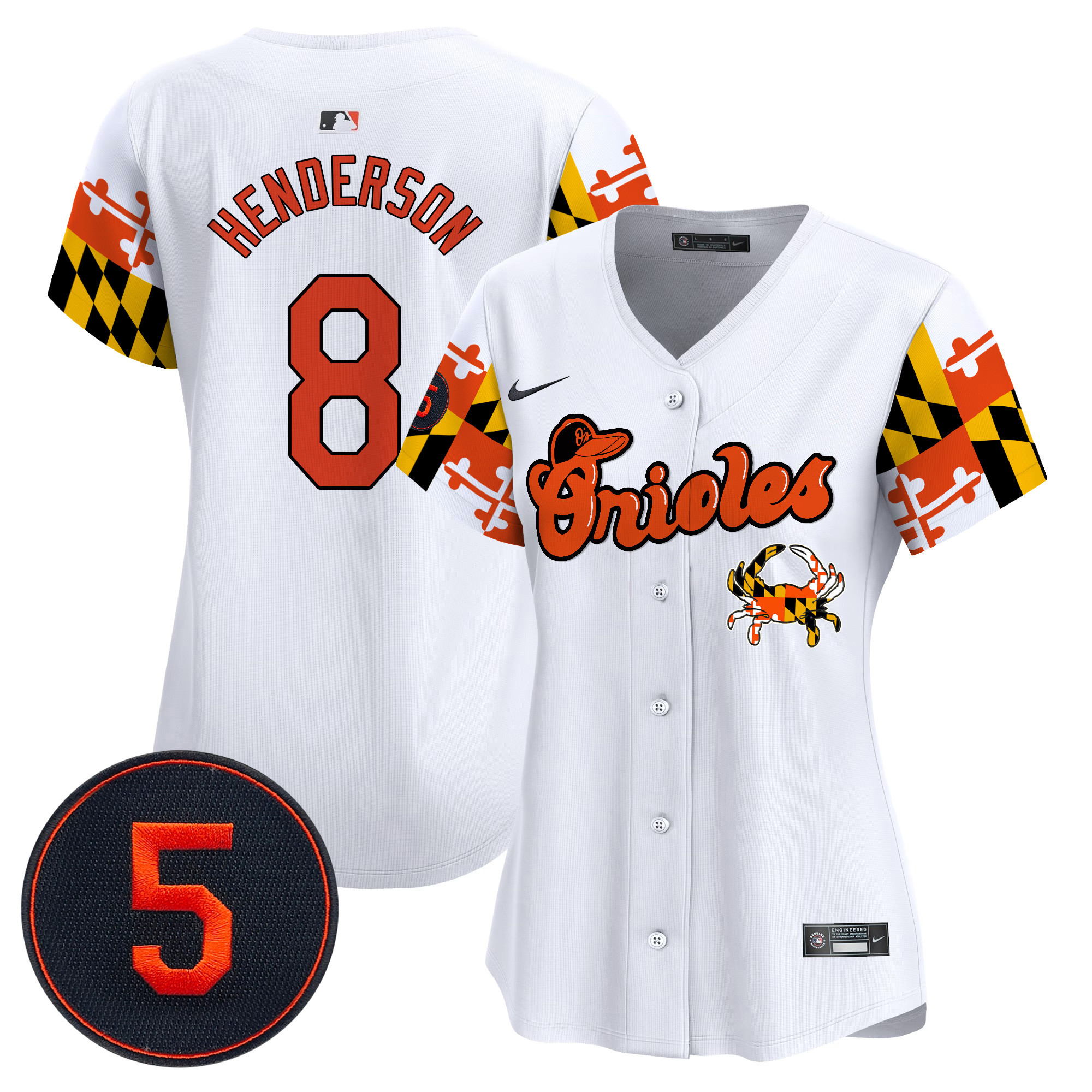 Women's Gunnar Henderson Baltimore Orioles Robinson Patch Vapor Premier Limited White Jersey V7 - All Stitched