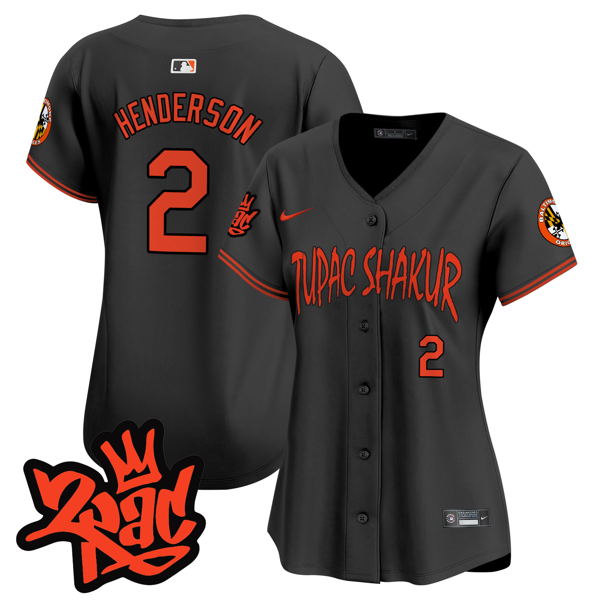 Women's Gunnar Henderson Baltimore Orioles Tupac Shakur Vapor Premier Limited Black Jersey - All Stitched