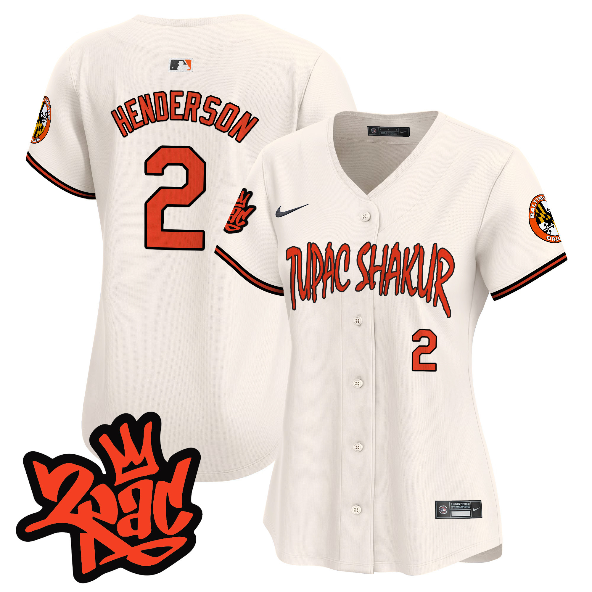 Women's Gunnar Henderson Baltimore Orioles Tupac Shakur Vapor Premier Limited Cream Jersey - All Stitched