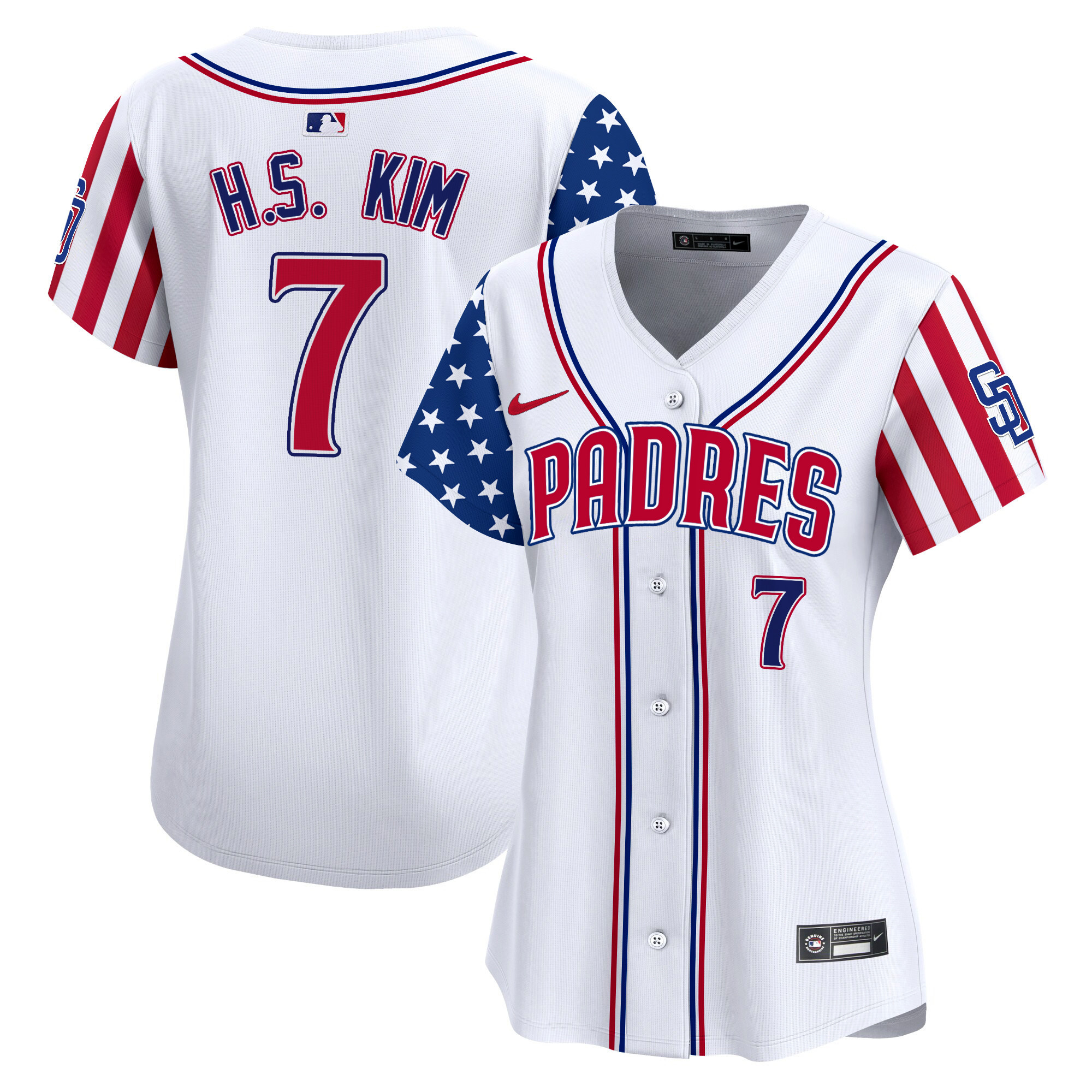 Women's Ha-Seong Kim San Diego Padres 2024 Independence Day Vapor Premier Limited White Jersey - All Stitched