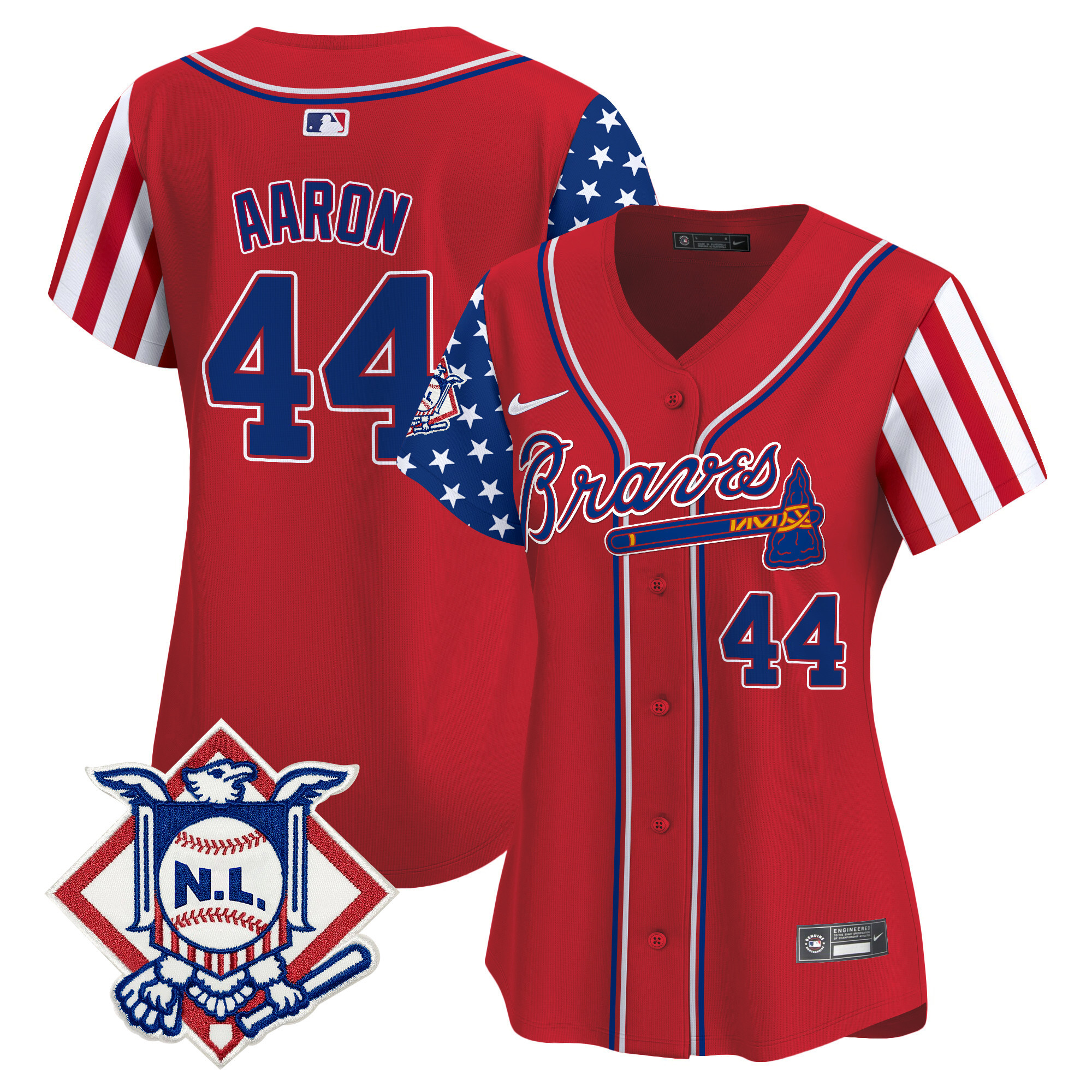 Women's Hank Aaron Atlanta Braves 2024 Fourth of July Vapor Premier Limited Red Jersey V2 - All Stitched