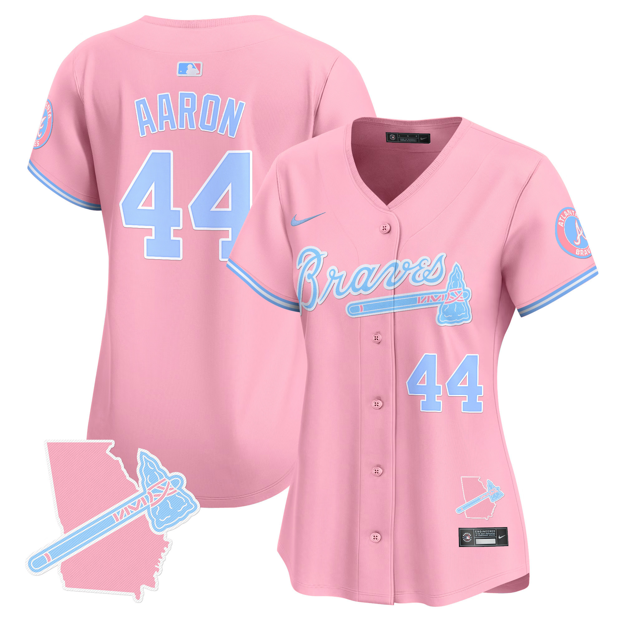 Women's Hank Aaron Atlanta Braves Bubblegum Pink Vapor Premier Limited Pink Jersey - All Stitched