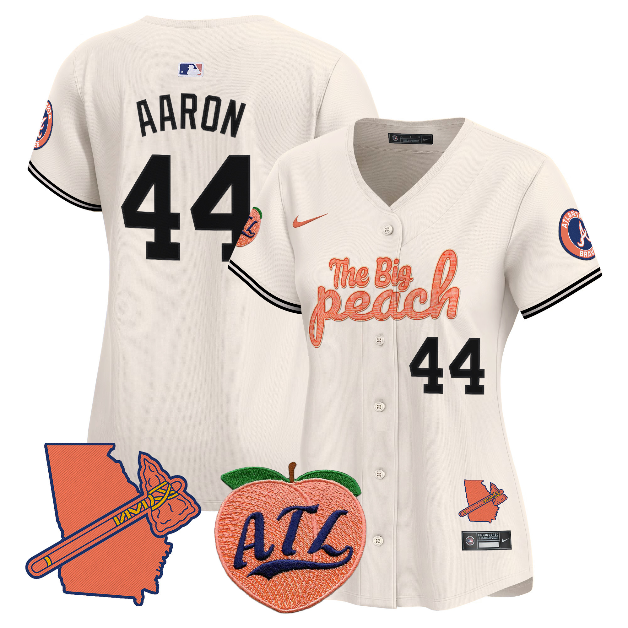 Women's Hank Aaron Atlanta Braves The Big Peach Vapor Premier Limited Cream Jersey - All Stitched