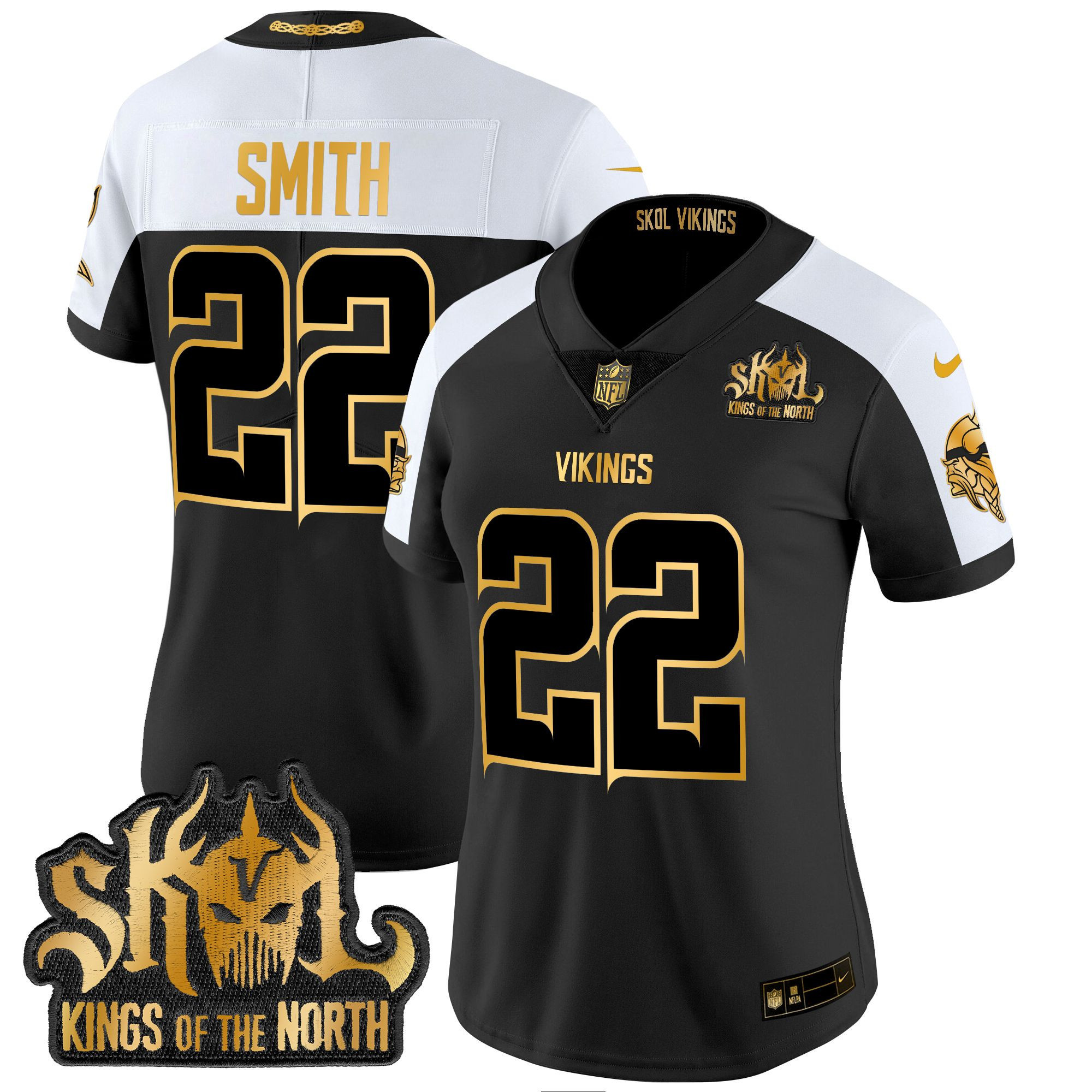 Women's Harrison Smith Minnesota Vikings 2024 Winter Warrior Skol Patch Gold Vapor Limited Alternate Jersey - All Stitched
