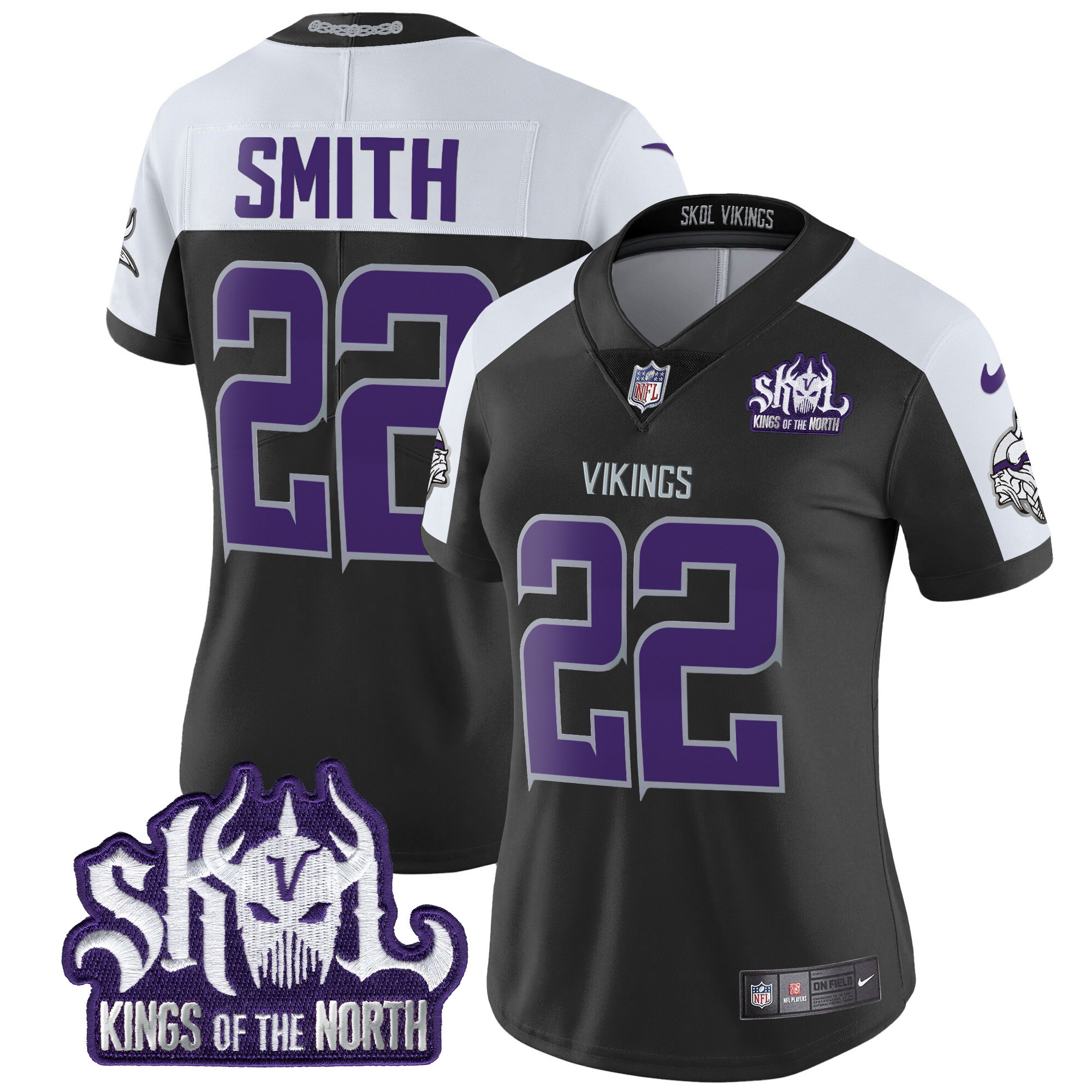 Women's Harrison Smith Minnesota Vikings 2024 Winter Warrior Skol Patch Vapor Limited Black Alternate Jersey - All Stitched
