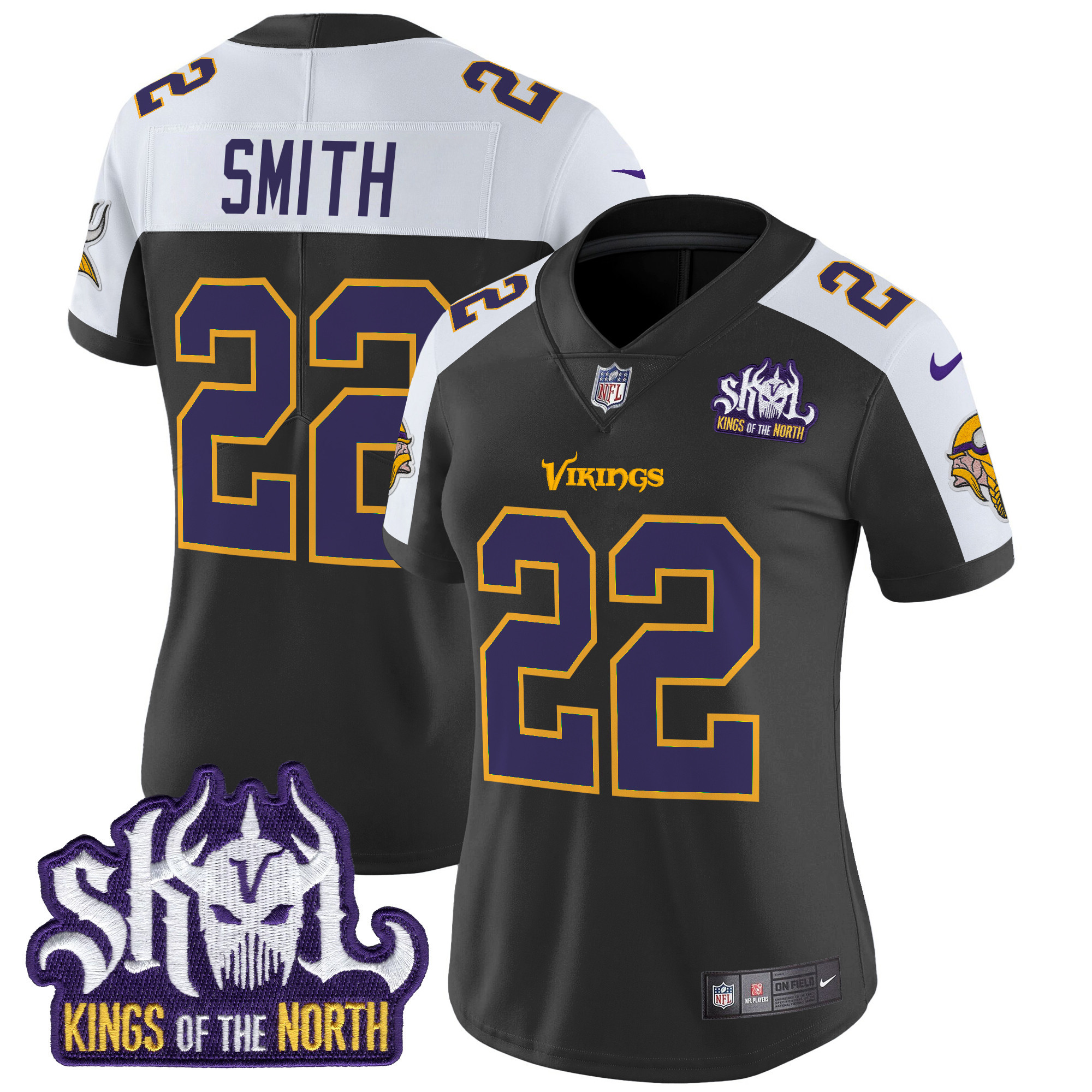 Women's Harrison Smith Minnesota Vikings King Of The North Patch Throwback Vapor Limited Black Alternate Jersey - All Stitched