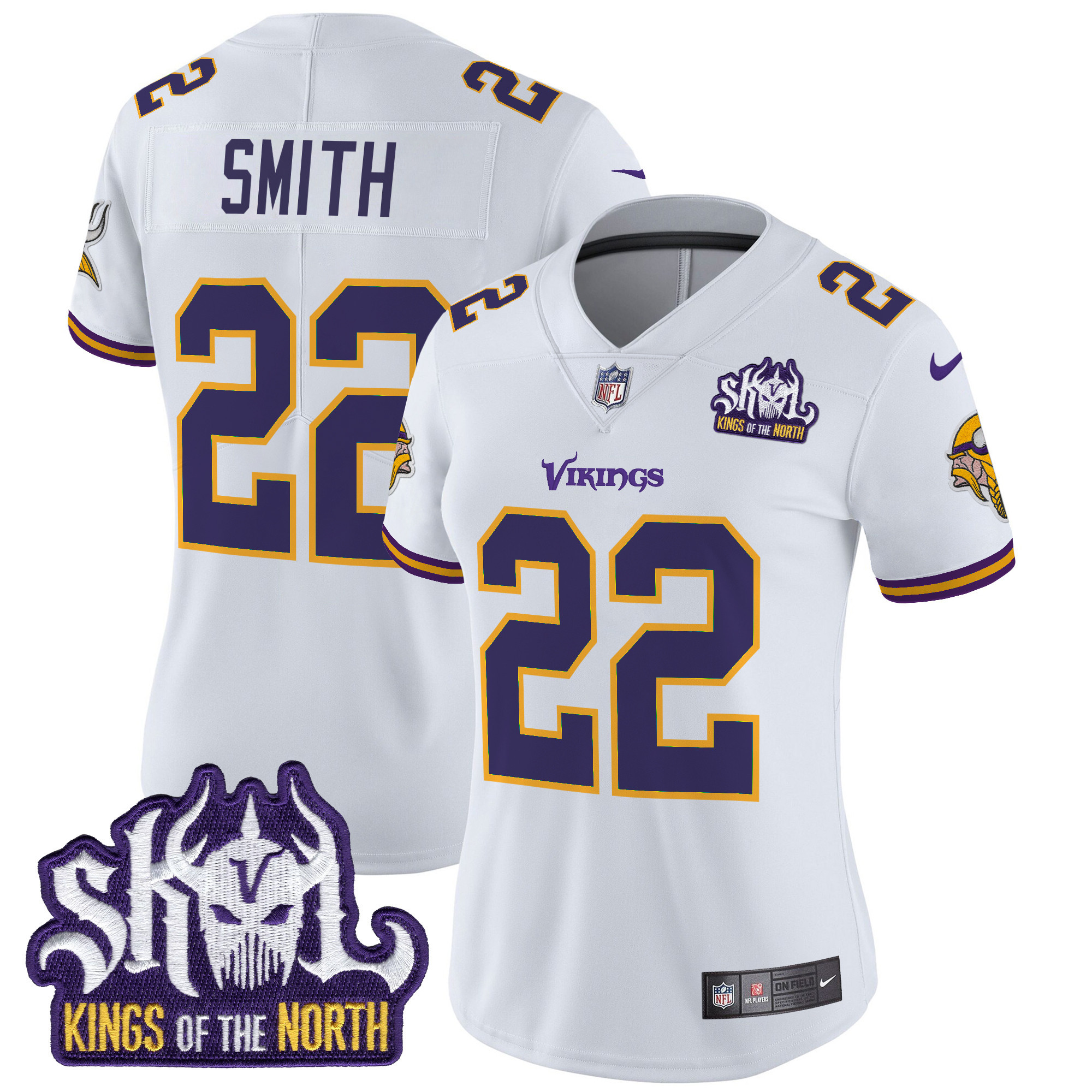 Women's Harrison Smith Minnesota Vikings King Of The North Patch Throwback Vapor Limited White Jersey - All Stitched
